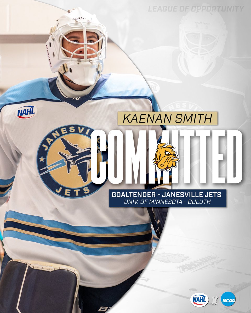 #NAHL Commitment Alert: <a href="/JanesvilleJets1/">Janesville Jets</a> goaltender, Kaenan Smith, has committed to play NCAA DI hockey for <a href="/UMDMensHockey/">UMD Men's Hockey</a>.

📰: nahl.com/news/story.cfm…