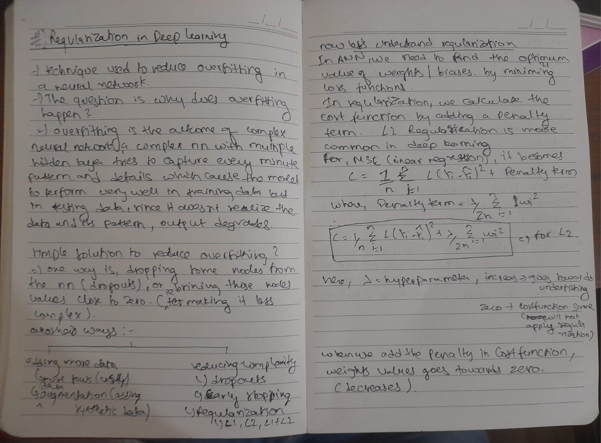 Dipson_kadariya's tweet photo. #LUD8
Day 08: Tackling Overfitting
πΉ Why neural nets overfit
πΉ Solutions to overfitting
πΉ Regularization (L1, L2)
πΉ Intuition behind it
πΉ Hands-on code demo
@learning_utsav
#LearningUtsav2025 #DeepLearning #Day8 #Overfitting #Regularization #FestivalOfLearning https://t.co/Nvm5nwPOJQ