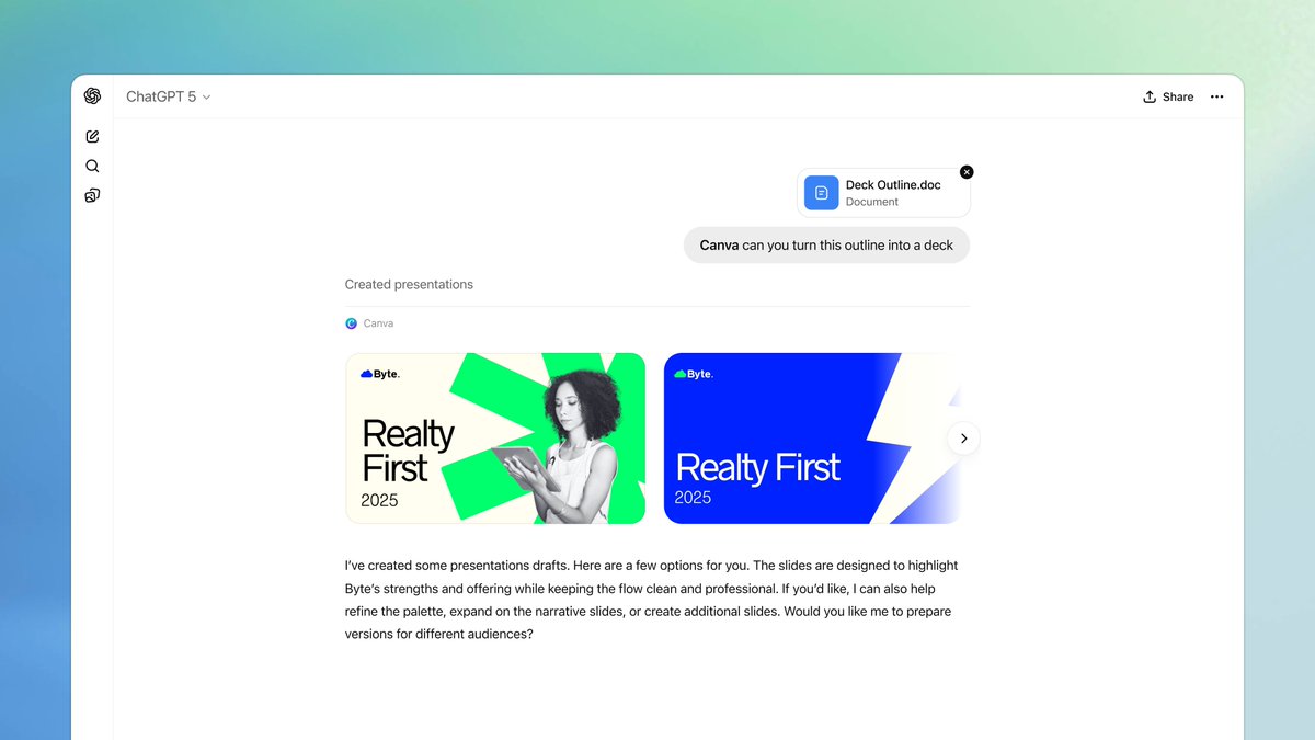 OpenAI's tweet image. Create with @canva in ChatGPT.