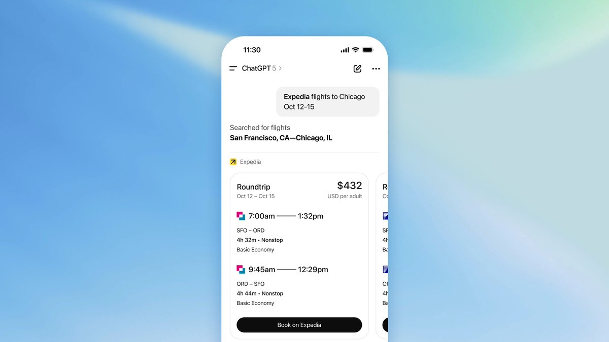 OpenAI's tweet image. Organize your getaway with @expedia in ChatGPT.