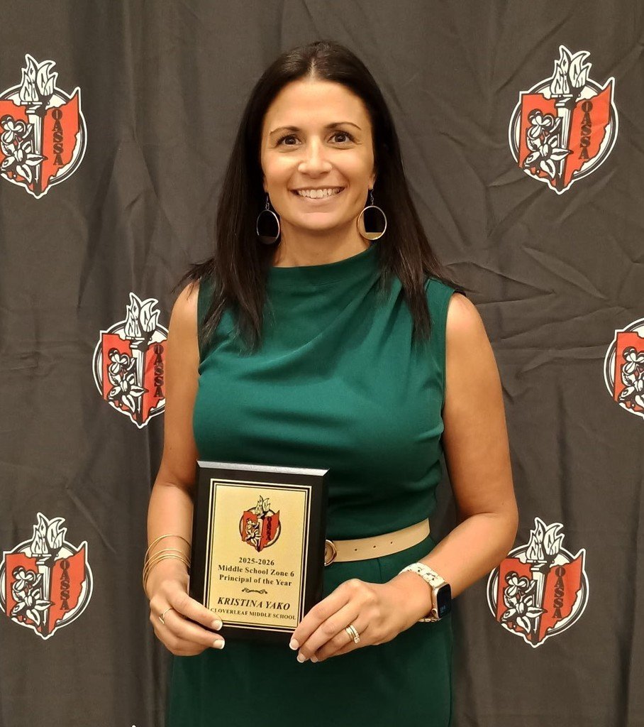 CloverleafLocal's tweet image. Congratulations to Cloverleaf Middle School Principal Kristina Yako, who has been named Middle School Zone 6 Principal of the Year by the Ohio Association of Secondary School Administrators! Kris leads a dedicated team at CMS doing great things for our students!