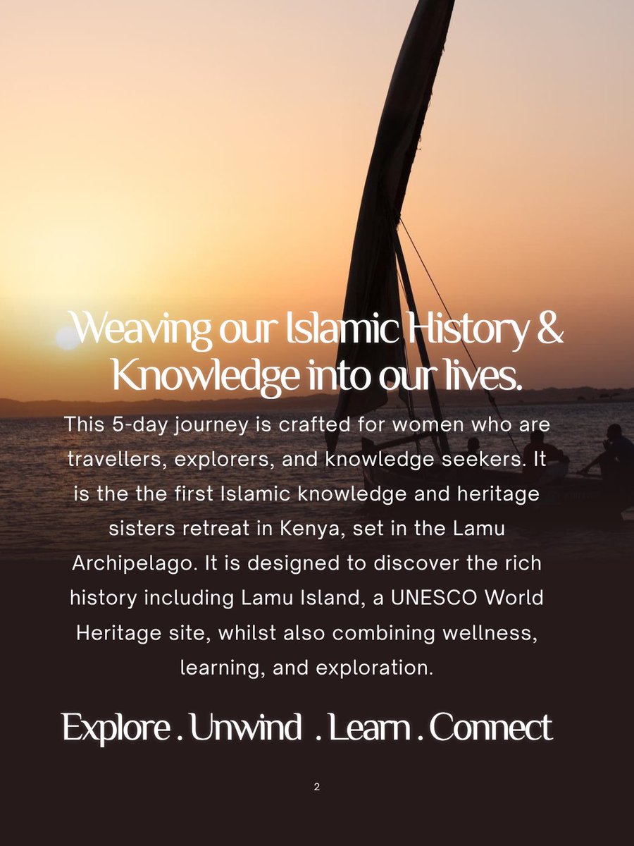 HalalSafaris's tweet photo. Join @halalsafaris and Sakina Journeys for the first ever Islamic knowledge sisters retreats in Kenya. Our first destination, Lamu, the idyllic archipelago with rich Islamic history from Dec 12-16, 2025. Visit https://t.co/LW0ywXuUXD to choose the right package for you https://t.co/nbuSBfSLYZ