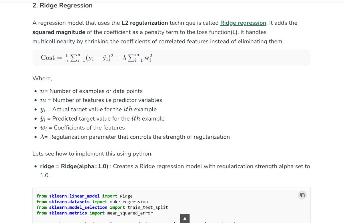 Dipson_kadariya's tweet photo. #LUD8
Day 08: Tackling Overfitting
πΉ Why neural nets overfit
πΉ Solutions to overfitting
πΉ Regularization (L1, L2)
πΉ Intuition behind it
πΉ Hands-on code demo
@learning_utsav
#LearningUtsav2025 #DeepLearning #Day8 #Overfitting #Regularization #FestivalOfLearning https://t.co/Nvm5nwPOJQ