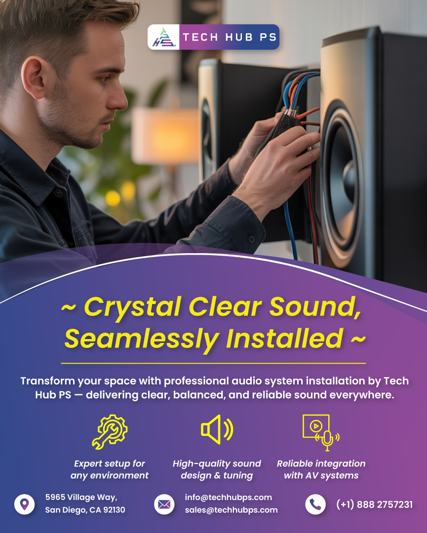 THPS_LLC's tweet image. 🎶 Clear Sound. Smart Setup. Perfect Experience!

Tech Hub PS delivers seamless Audio System Installation for offices, conference rooms, retail stores, and event spaces. 

#AudioSystemInstallation #SoundSystemExperts #AVIntegration #SmartOffice #AudioSolutions #SoundDesign #AV