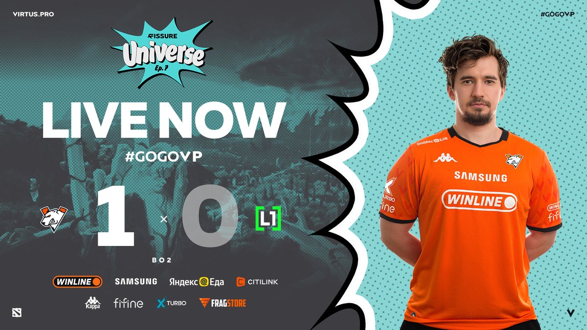 virtuspro's tweet image. Our first win of the series is in the bag! Are we making it a clean 2–0 in style? 👇
📺 Live: kick.com/fissure_dota_en
#Dota2 #GOGOVP