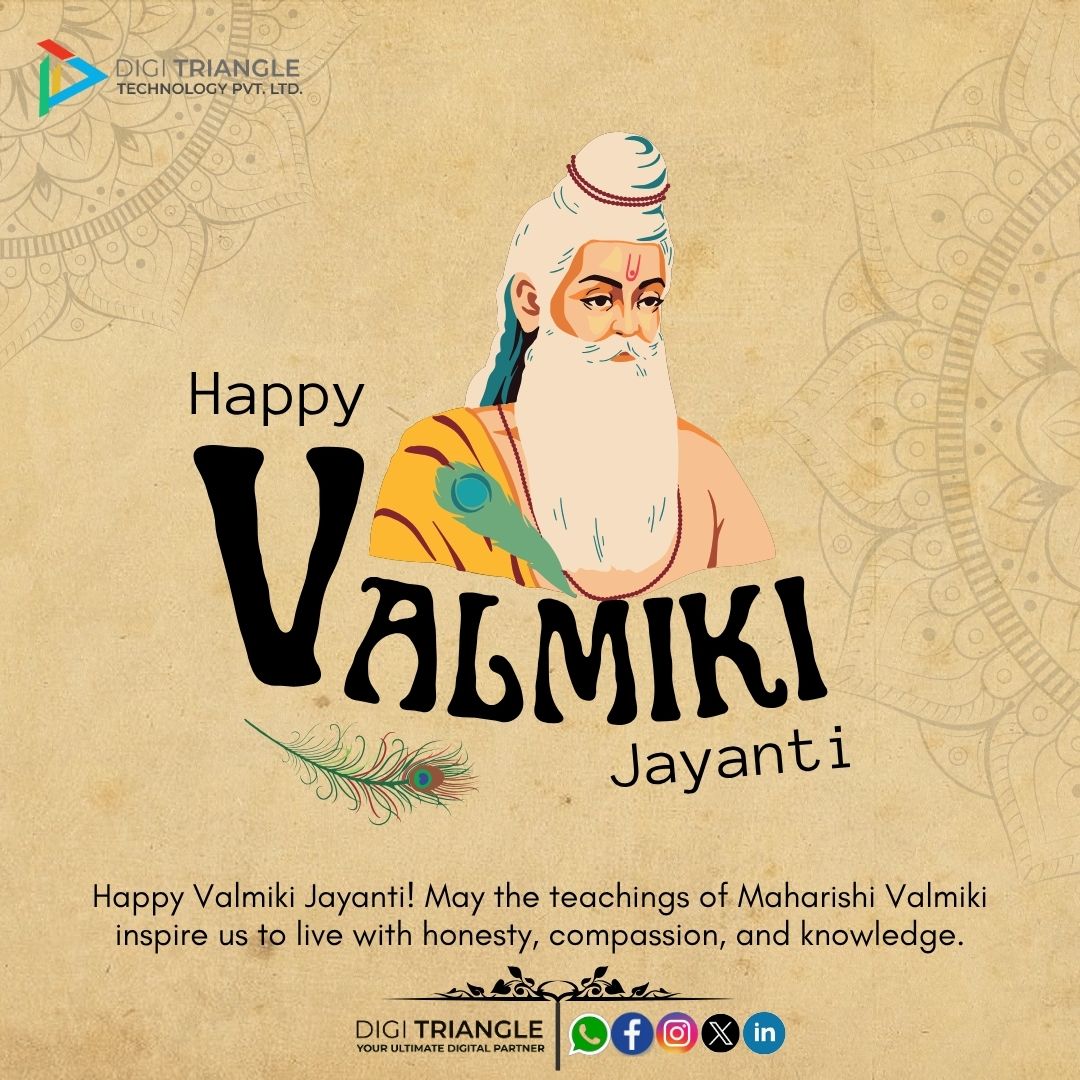 DigiTriangle's tweet photo. 🌸Truth, wisdom, and knowledge never fade—they illuminate lives forever.
On the auspicious occasion of Valmiki Jayanti, @DigiTriangle  pays tribute to the great sage Maharishi Valmiki, the creator of the epic Ramayana &amp; a true symbol of wisdom and virtue.

Happy Valmiki Jayanti🙏 https://t.co/pMDBYRNKuy