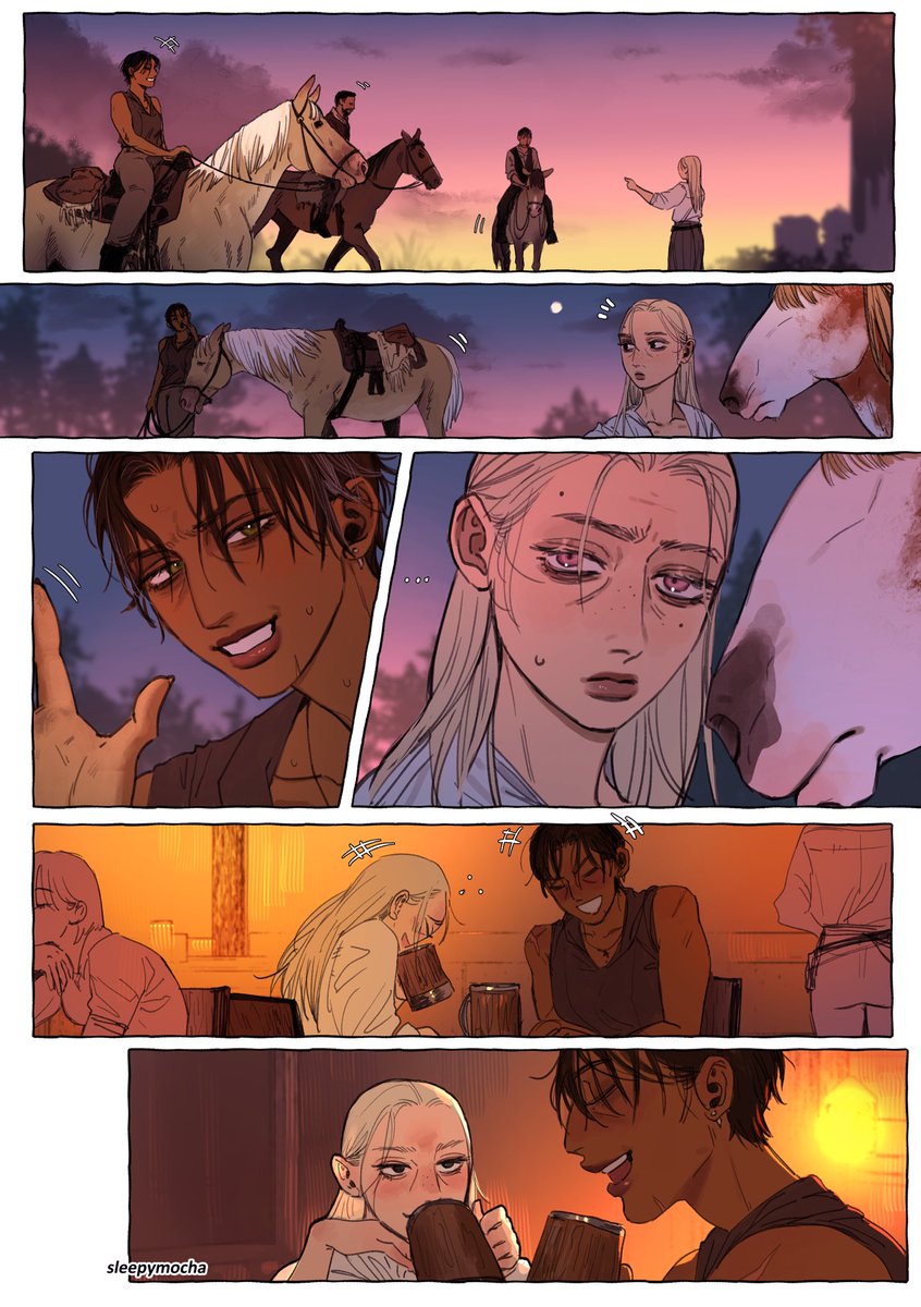 sleepymocha_'s tweet photo. Did someone say old woman yuri? 

A stable keeper and a seasoned vampire huntress.

#butchtober https://t.co/vi6bm5tEZM