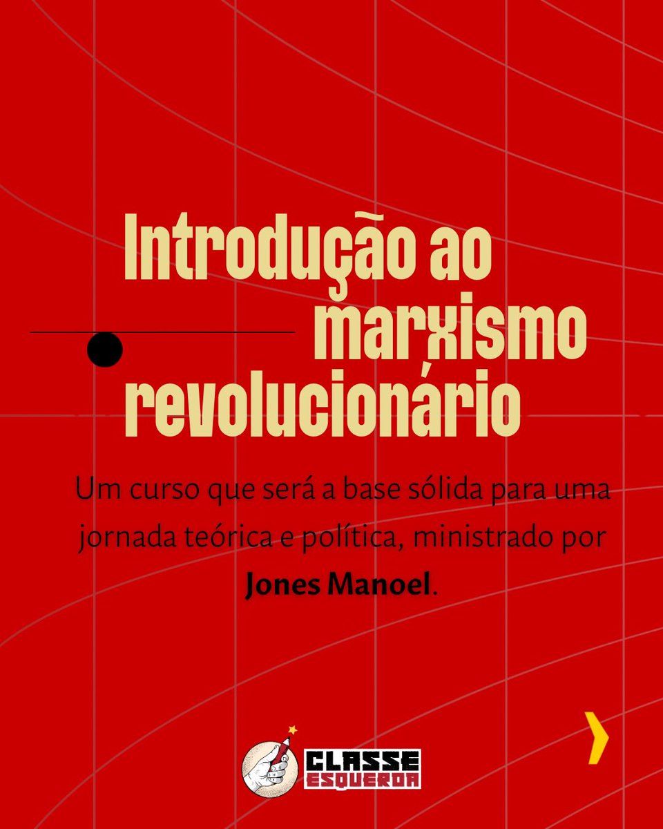 classe_esquerda's tweet photo. O curso Introdução ao Marxismo Revolucionário, com Jones Manoel, apresenta os fundamentos do pensamento crítico: crítica da economia política, questão colonial, teoria do Estado e da democracia. https://t.co/MyO9PFQseM