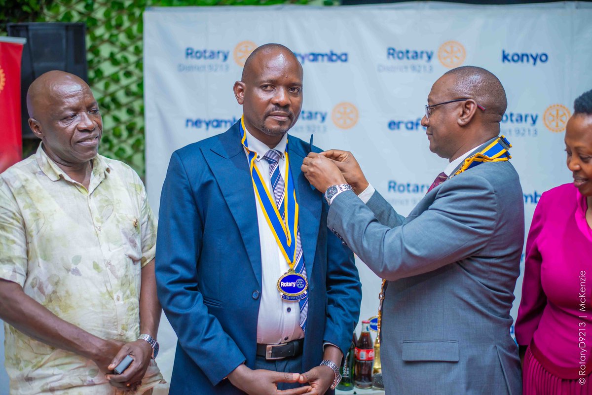 RotaryKanyanya's tweet photo. Club President, Rtn Dan Mazinga proudly received the prestigious PHF recognition from DG Rtn. Geoffrey Martin Kitakule, marking a moment of honor and appreciation for his service. https://t.co/58bqmzw0cs