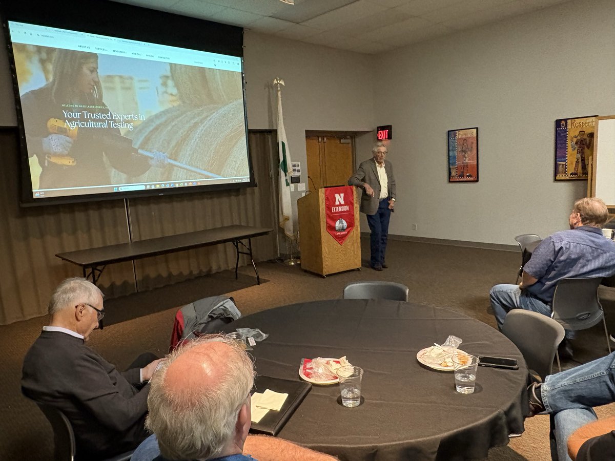 At the Nebraska Agribusiness Club are listening to Ray Ward the founder of Ward Laboratories in Kearney 42 years ago. The history of his company and the Nebraska Ag economy through the 1980’s . He had a 1-day turnaround time with his soil tests. Amazing story of grit and growth!