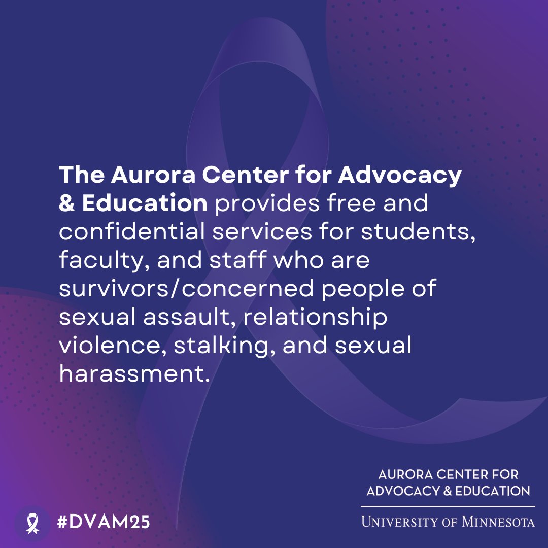 This Domestic Violence Awareness Month (DVAM), mark your calendar for programming from the Aurora Center! They're hosting a series of events to help our campus community learn, heal, and stand in solidarity with survivors.