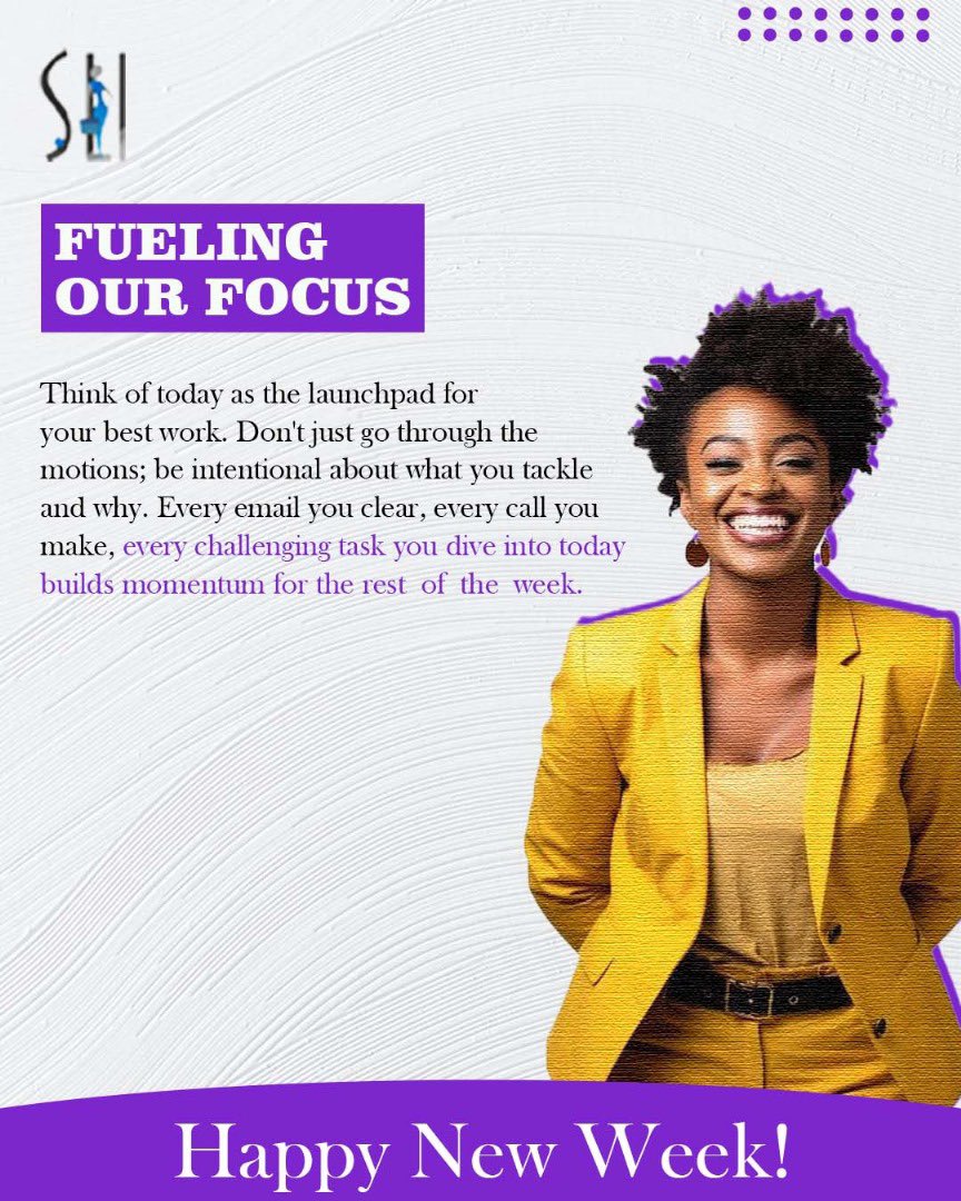 shelaunchedit's tweet image. It&apos;s a New Week! Let&apos;s make today count by being intentional and focused. Build the momentum now for a successful week ahead!

#FuelingOurFocus
#NewWeekNewGoals
#IntentionalLiving
#WorkInMomentum