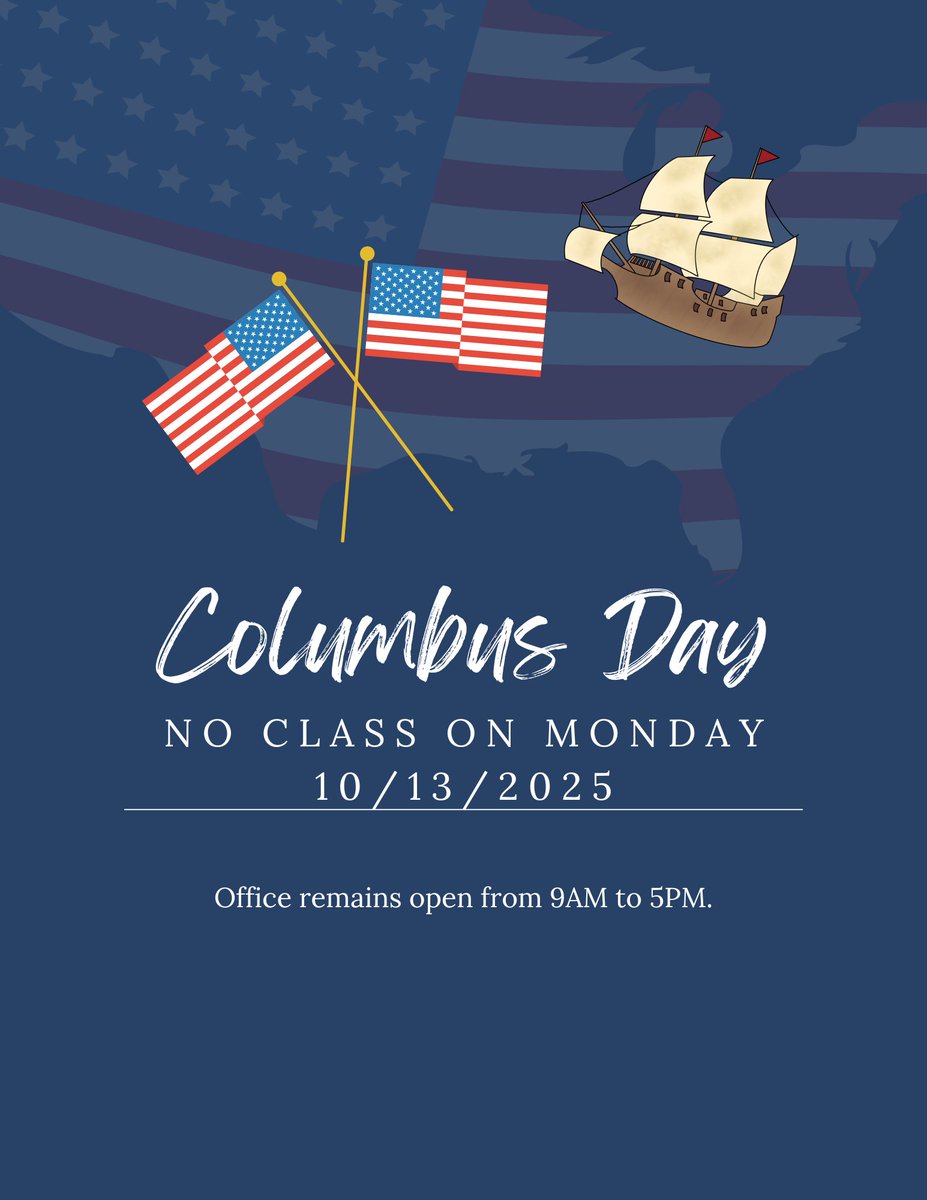 BluedataESL's tweet image. 📢 No classes on Monday, Oct 13 for Columbus Day 🇺🇸
The office will stay open 9 AM–5 PM for any help you need.
Enjoy your long weekend and recharge! 🌿✨

#BluedataESL #ColumbusDay #F1Students #StudyEnglishinNYC