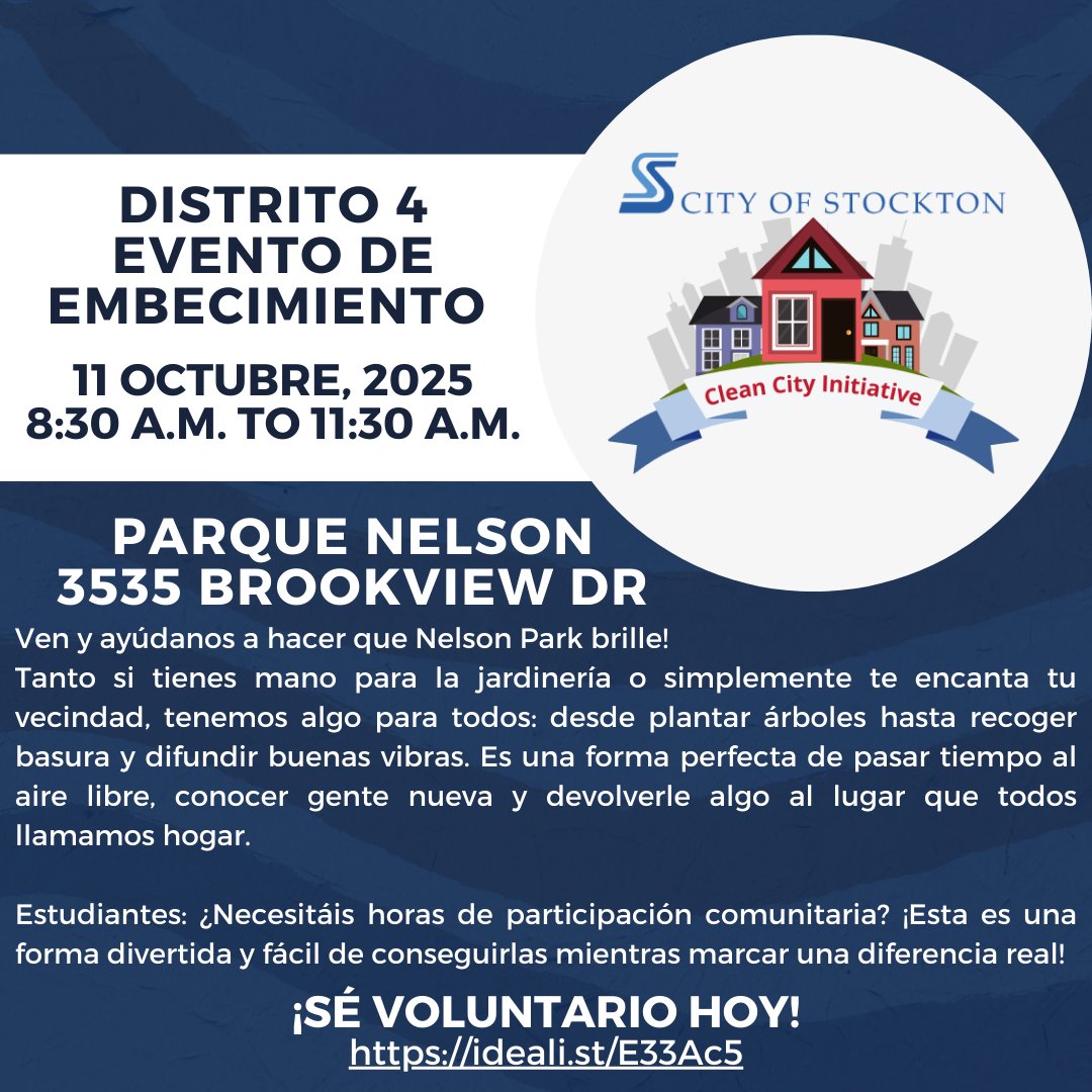 Join us for our District 4 beautification event. Help beautify Nelson Park by planting trees &amp; picking up litter. Wear suitable clothing for outdoor work and closed-toe shoes. We will meet near the playground and work throughout the park. Volunteer today! ideali.st/E33Ac5