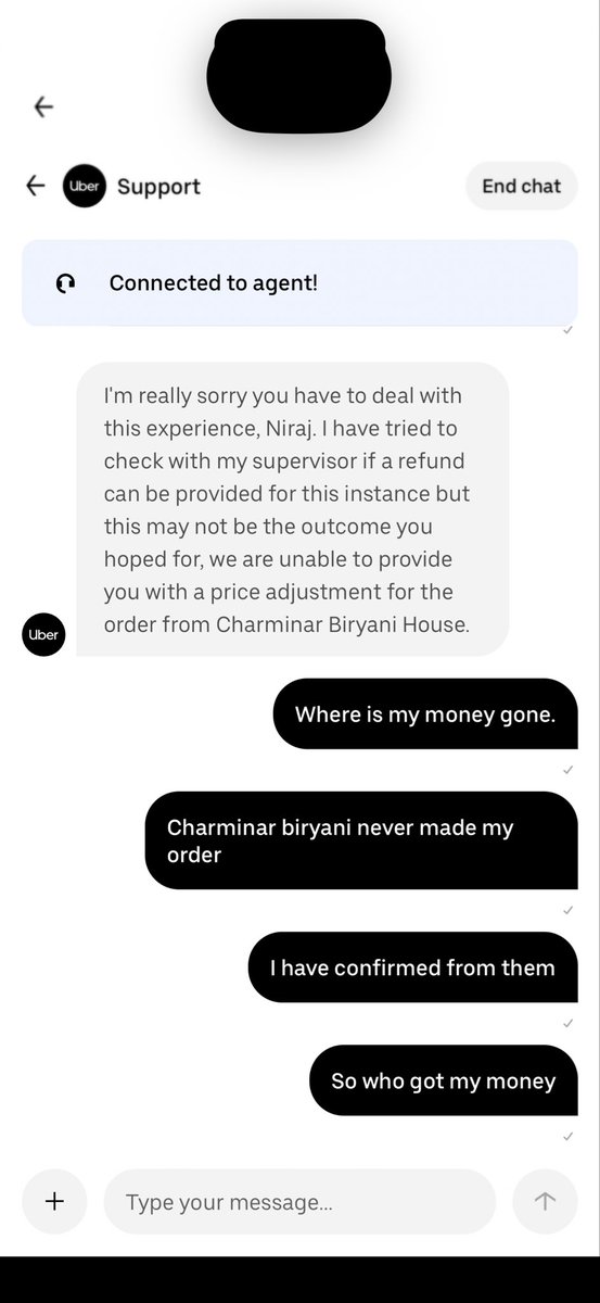 Thenirajpandey's tweet image. @UberEats you guys started charging without delivering the order. Restaurant never process the order but your delivery guys deliver the order to consumer and get the money with tip. There is no customer care number to contact you have to do chat on app with rude agent . @dkhos