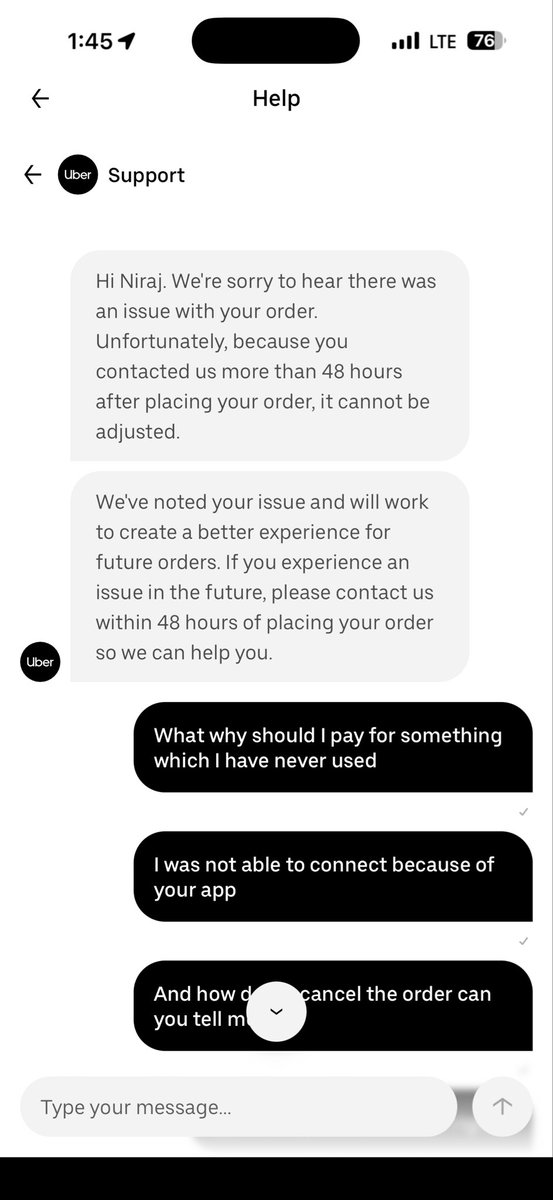 Thenirajpandey's tweet image. @UberEats you guys started charging without delivering the order. Restaurant never process the order but your delivery guys deliver the order to consumer and get the money with tip. There is no customer care number to contact you have to do chat on app with rude agent . @dkhos