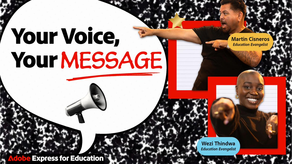 TheTechProfe's tweet image. How do we help students think critically about the digital world?

Every classroom has powerful voices waiting to be heard.

In this Adobe Live: Education Edition session, we’ll explore how to create Public Service Announcement (PSA) videos with Adobe Express to raise awareness…