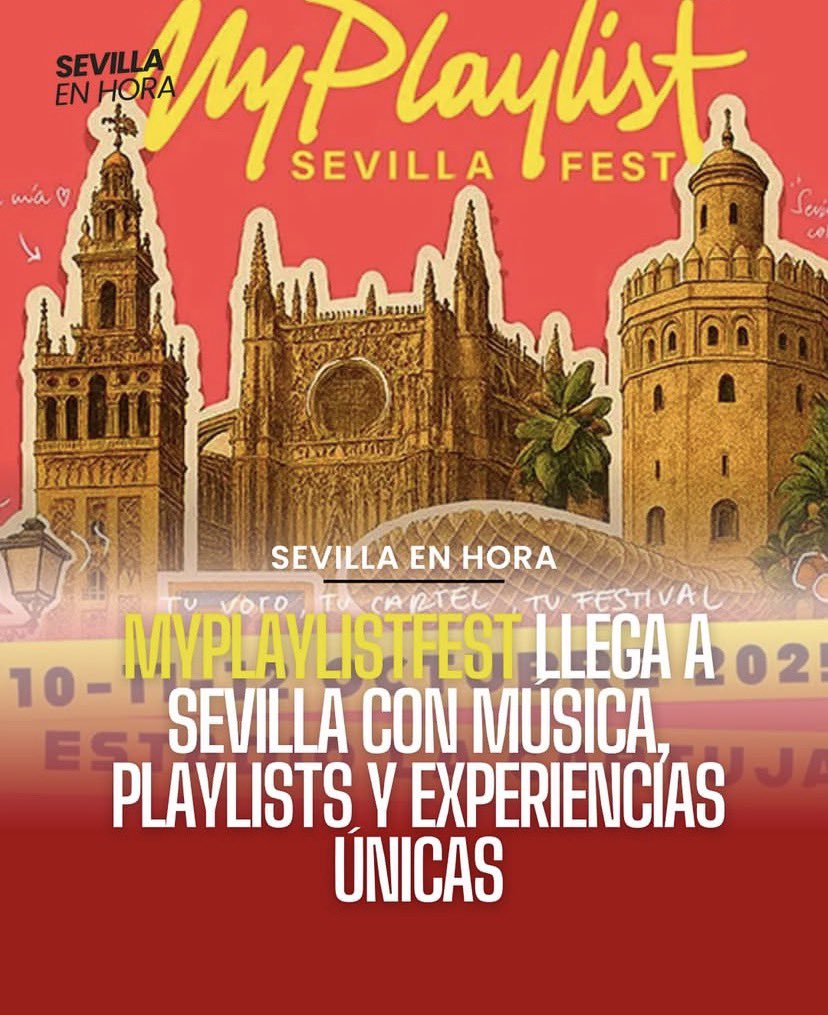 🔴 MyPlaylistFest llega a Sevilla con música, playlists y experiencias únicas

Del 10 al 12 de octubre, Sevilla se llenará de ritmo y buen rollo con MyPlaylistFest 2025, un festival pensado para quienes viven la música en directo y disfrutan de las playlists que marcan su día a