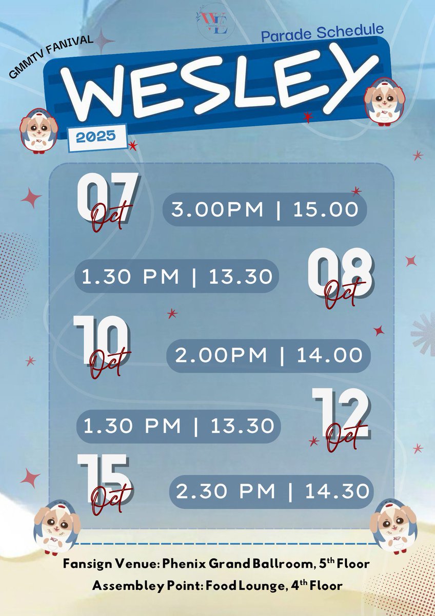 WETrendTeamTH's tweet image. #HowToTrendWE

💙 สัปดาห์ขบวนพาเหรดของ WESLEY มาถึงแล้ว! 🐶

Westies! เราจะช่วยกันปั่นเทรนด์ให้กับ Wesley ในทุกวันของขบวนพาเหรด!
อย่าลืมใช้แท็กคู่ของ WilliamEst ร่วมกับแท็กหลักอย่าง #WESLEY และแท็กอื่น ๆ ด้วยนะ 💫
การทำแบบนี้จะช่วยเพิ่มเอนเกจเมนต์ให้มากที่สุดตลอดเดือนตุลาคมนี้