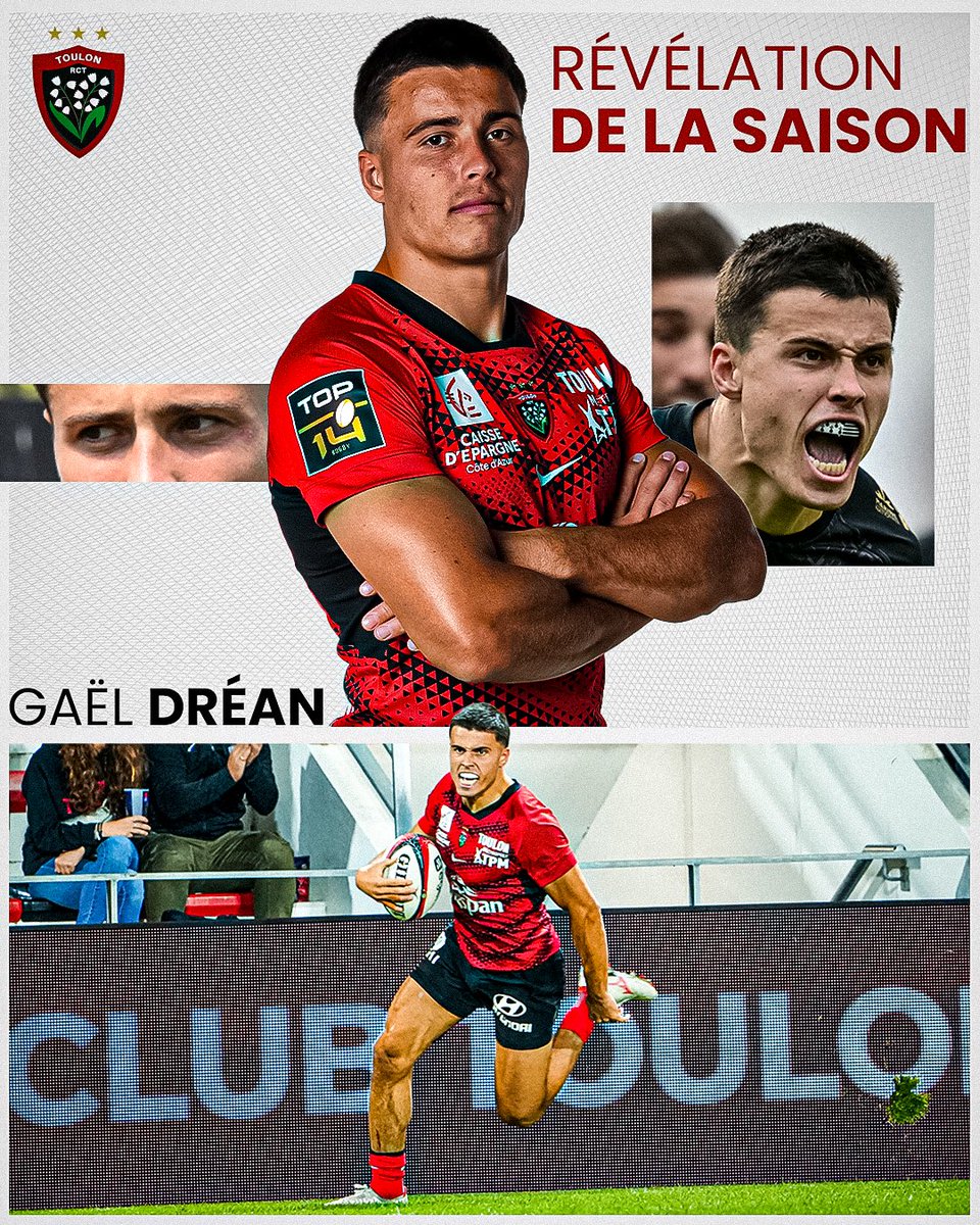 RCTofficiel's tweet image. 𝐑𝐄́𝐕𝐄́𝐋𝐀𝐓𝐈𝐎𝐍 𝐃𝐄 𝐋𝐀 𝐒𝐀𝐈𝐒𝐎𝐍 😍

Une saison où il a explosé avec 13 essais toute compétitions confondues et avec des premières apparitions dans le groupe de @FranceRugby ✊

Ce n’est que le début 😉

Félicitations Gaël 👏❤️🖤

#ParceQueToulon