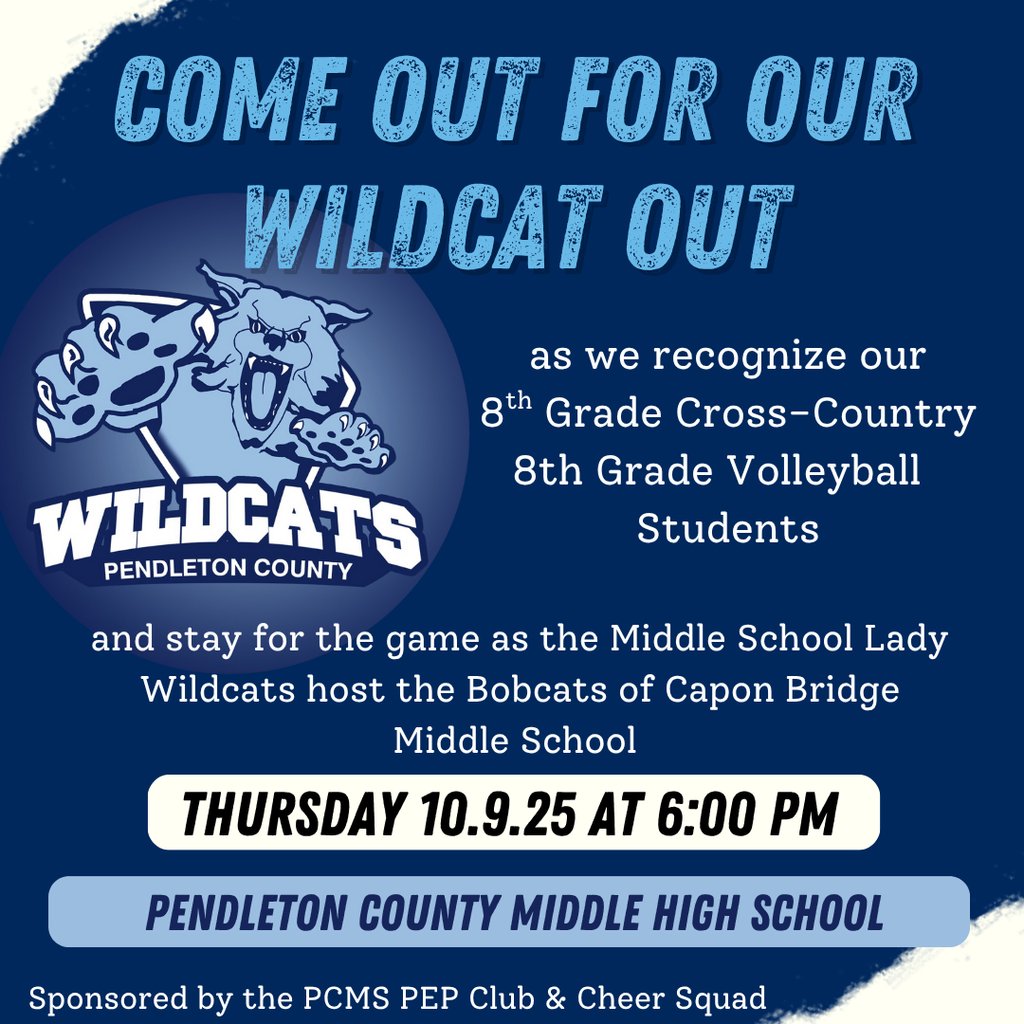 PCMHSWV's tweet image. Come out as we recognize our 8th grade students for Cross-County and Volleyball this Thursday, October 9th.