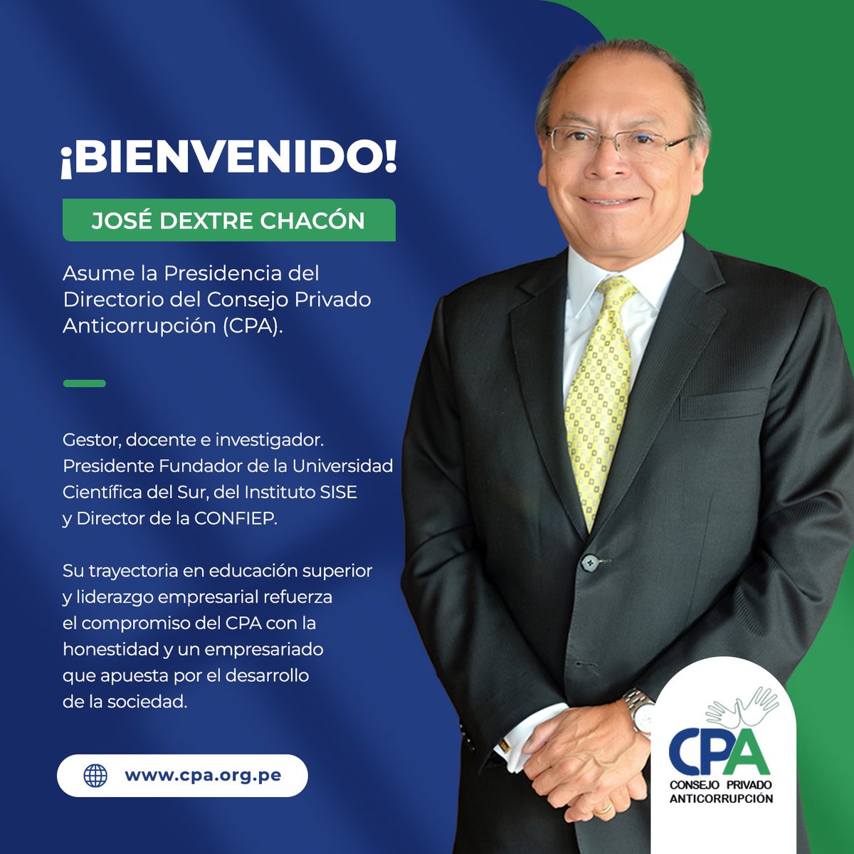 Iniciamos una nueva etapa con José Dextre Chacón como presidente del directorio,
reforzando nuestro compromiso con la integridad, transparencia y el bienestar social desde el sector empresarial.

#CPA #Integridad #Transparencia #Gobernanza #Empresariado