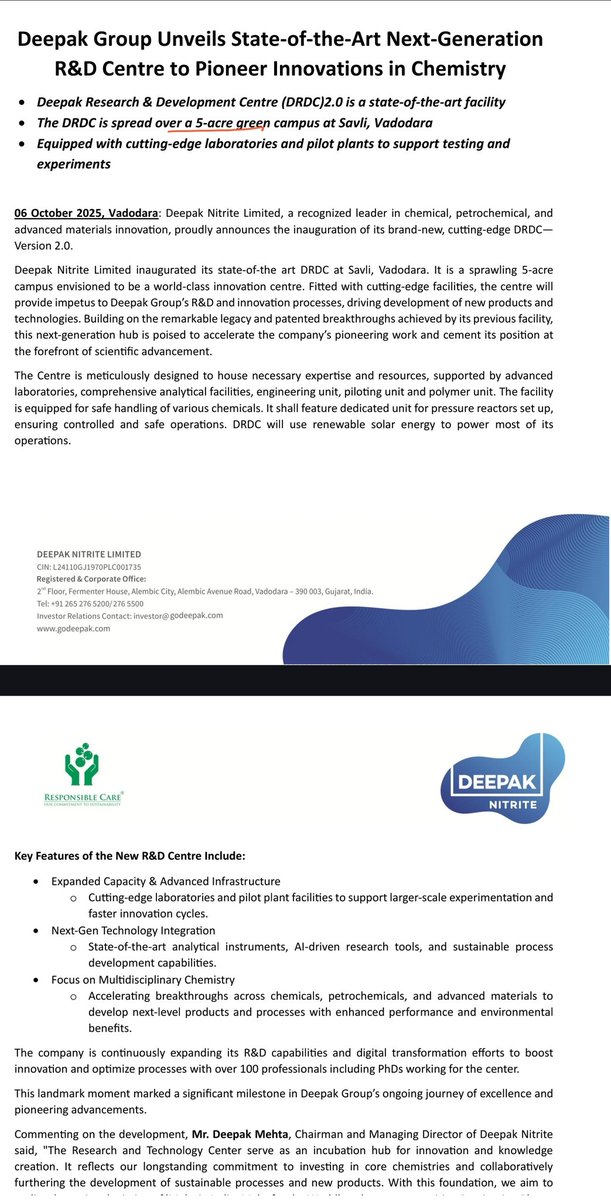 Deepak Nitrite inaugurated 5 acre R&amp;D centre