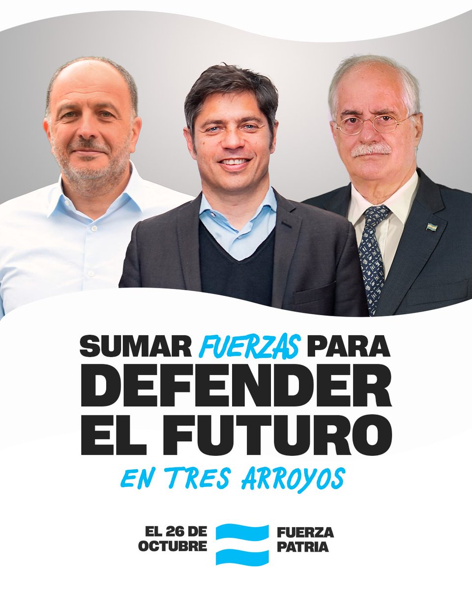 pablogarate's tweet photo. #SumarFuerzas para #DefenderATresArroyos .

Para que no nos saquen la #ZonaFría .

Para que no se lleven todo lo que producimos, y no vuelva nada.

Para que no sigan dañando la Salud, a los Jubilados y a los que menos tienen.

Para que no siga parada la Obra Pública que mejorar la vida de los vecinos.

Para que no sigan exprimiendo a los que producen y trabajan.

El 26 de Octubre, Votá #JorgeTaiana

Marcá ❎️ en la Boleta Única la Bandera 🇦🇷!