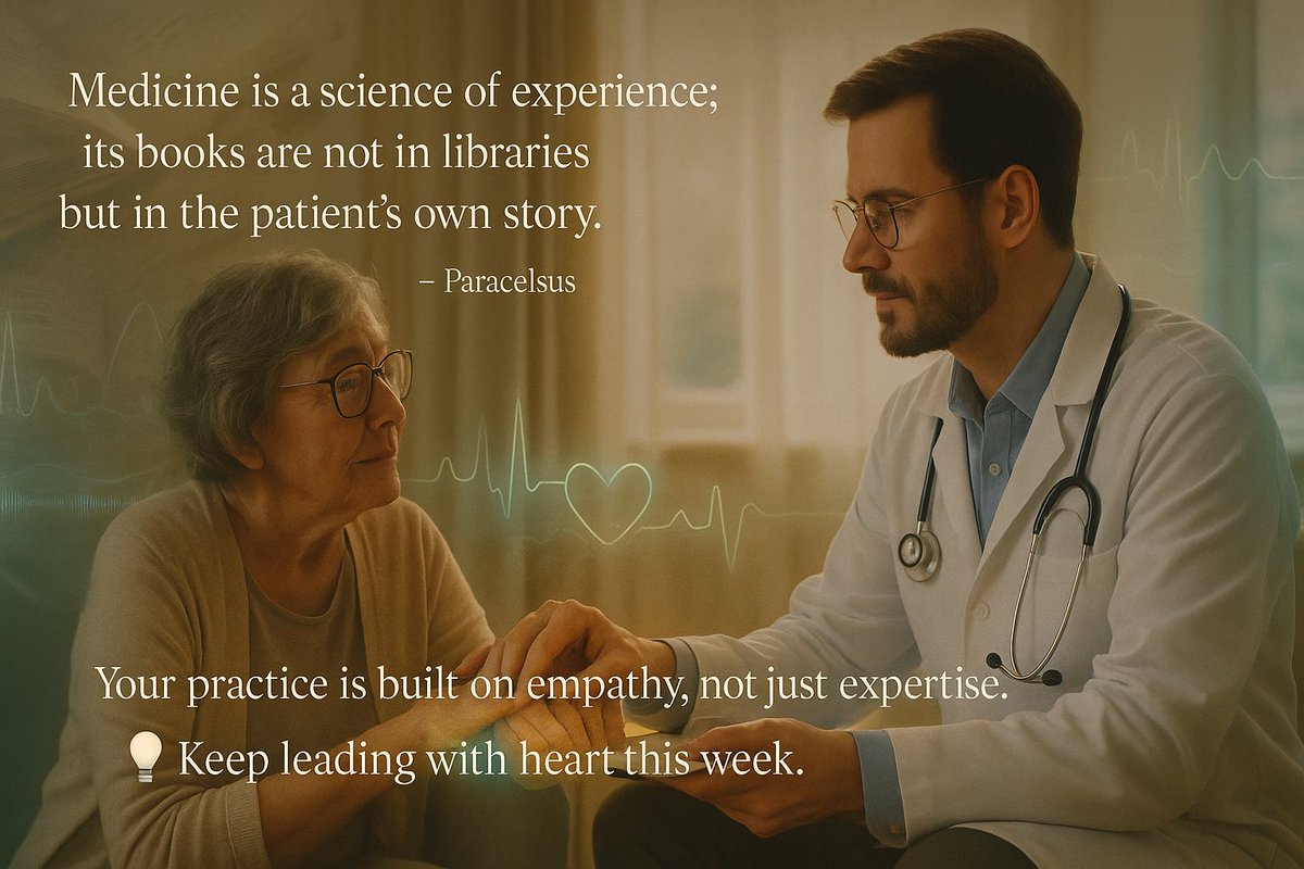 talk2cc's tweet image. 💡 “Medicine is a science of experience; its books are not in libraries but in the patient’s own story.” — Paracelsus
Your practice is built on empathy, not just expertise. Keep leading with heart this week. ❤️
#MotivationalMonday #HealthcareProfessionals #CompleteController