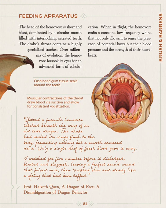 Not all dragons are fire breathing behemoths, a specialized few are nimble blood-drinking parasites.