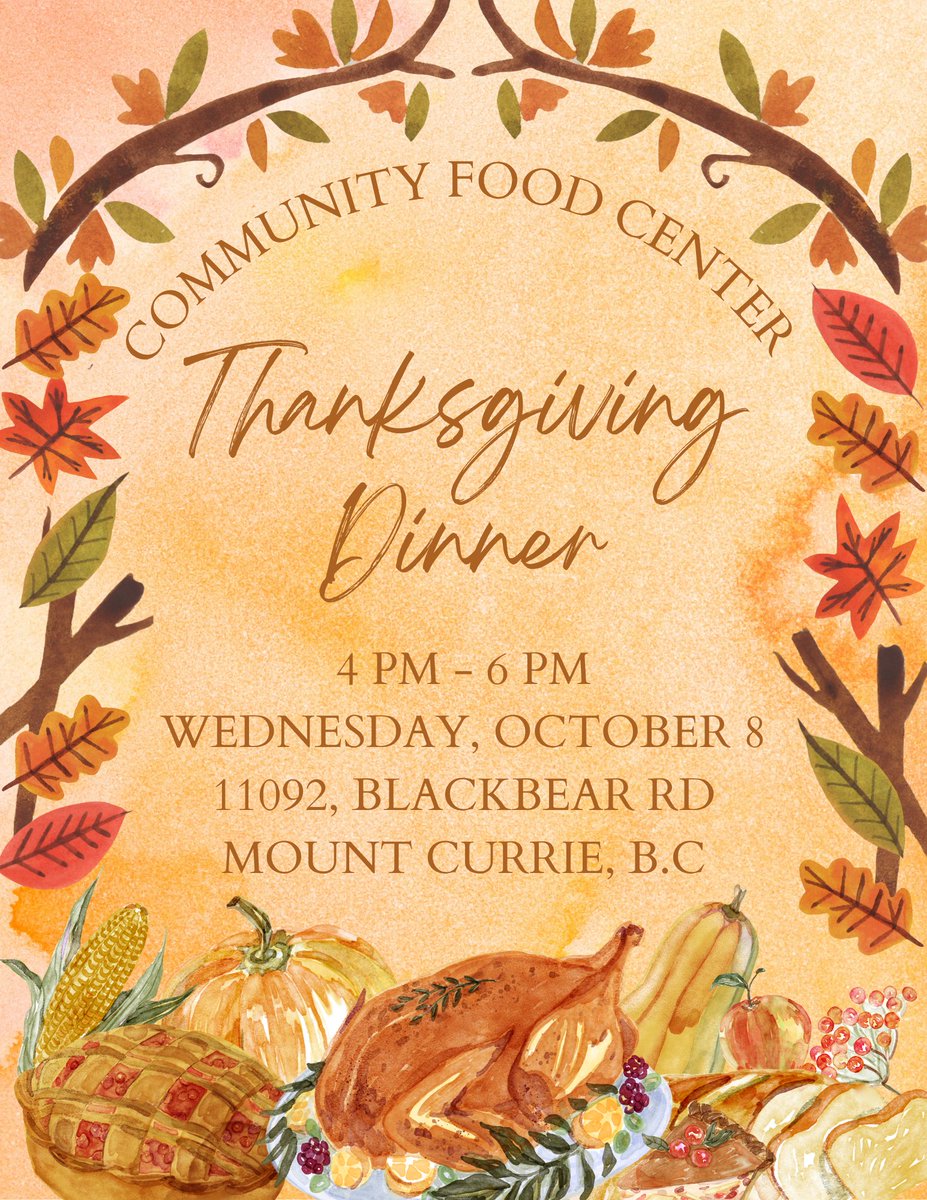 There will be no lunch served at the Community Food Centre on Wednesday, October 8th, but a Turkey Dinner will be available in the evening instead.
For any questions, please contact Theodora Sam, Community Food Centre Manager 604-894-6656 or  Theodora.sam@lilwat.ca