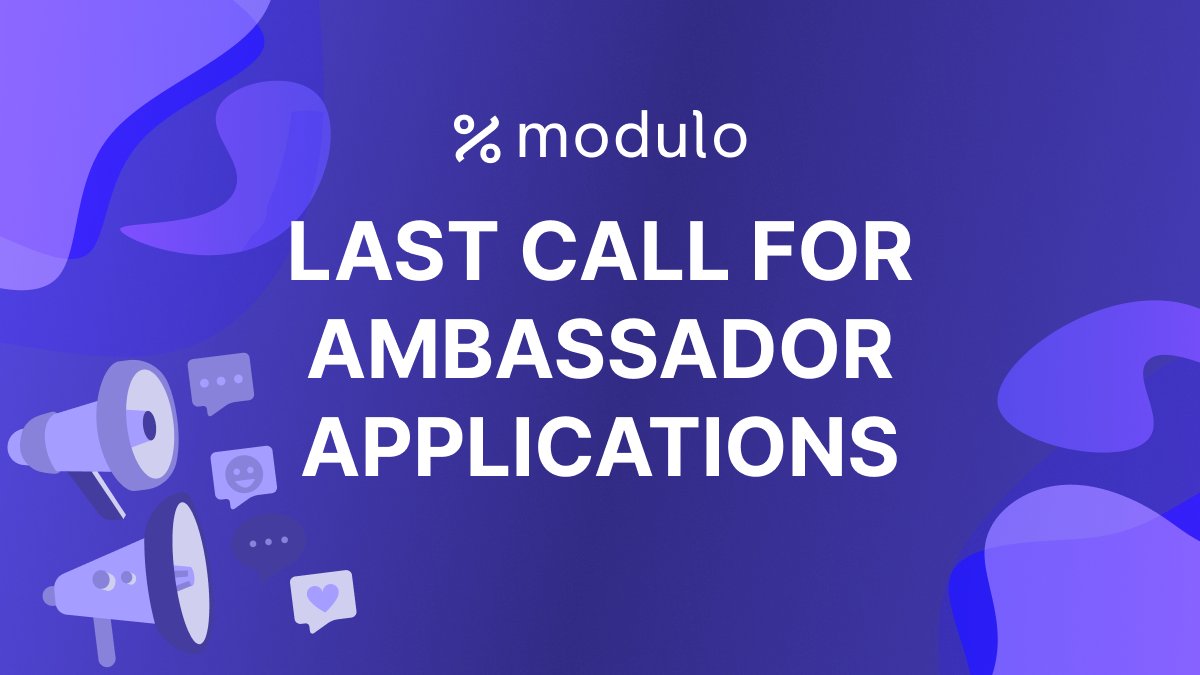 ModuloFinance's tweet image. Calling all DeFi believers

Our Ambassador Program is accepting applications until Sunday at 23:59 UTC

Join the team representing:
- Real cross-chain innovation
- Substance over hype
- Community over clout
- Long-term building

Think you&apos;re Ambassador material?
Prove it:…