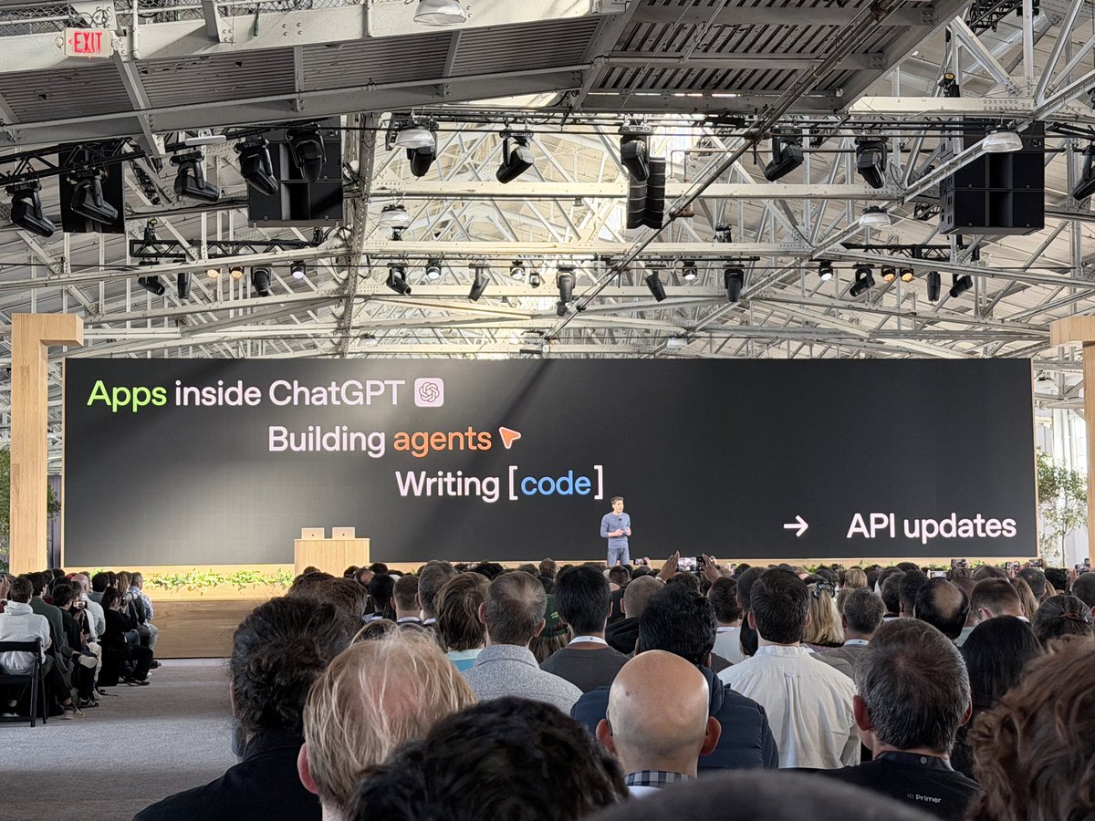 benparr's tweet image. .@OpenAI #DevDay updates (so far):

- Apps within ChatGPT
- Codex upgrades
- Agentic flow builder
- GPT-5 Pro and Sora 2 are now in the API!