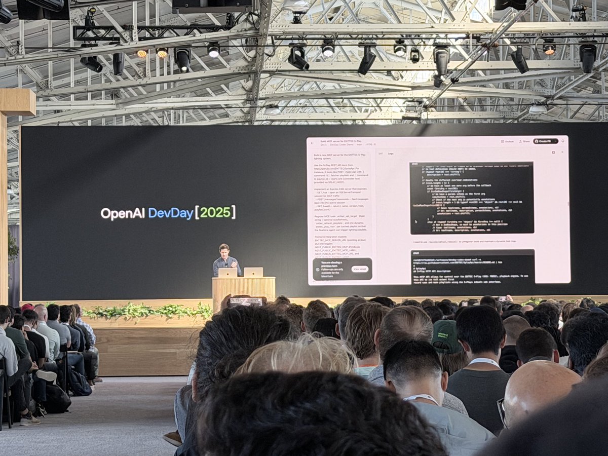 benparr's tweet image. .@OpenAI #DevDay updates (so far):

- Apps within ChatGPT
- Codex upgrades
- Agentic flow builder
- GPT-5 Pro and Sora 2 are now in the API!