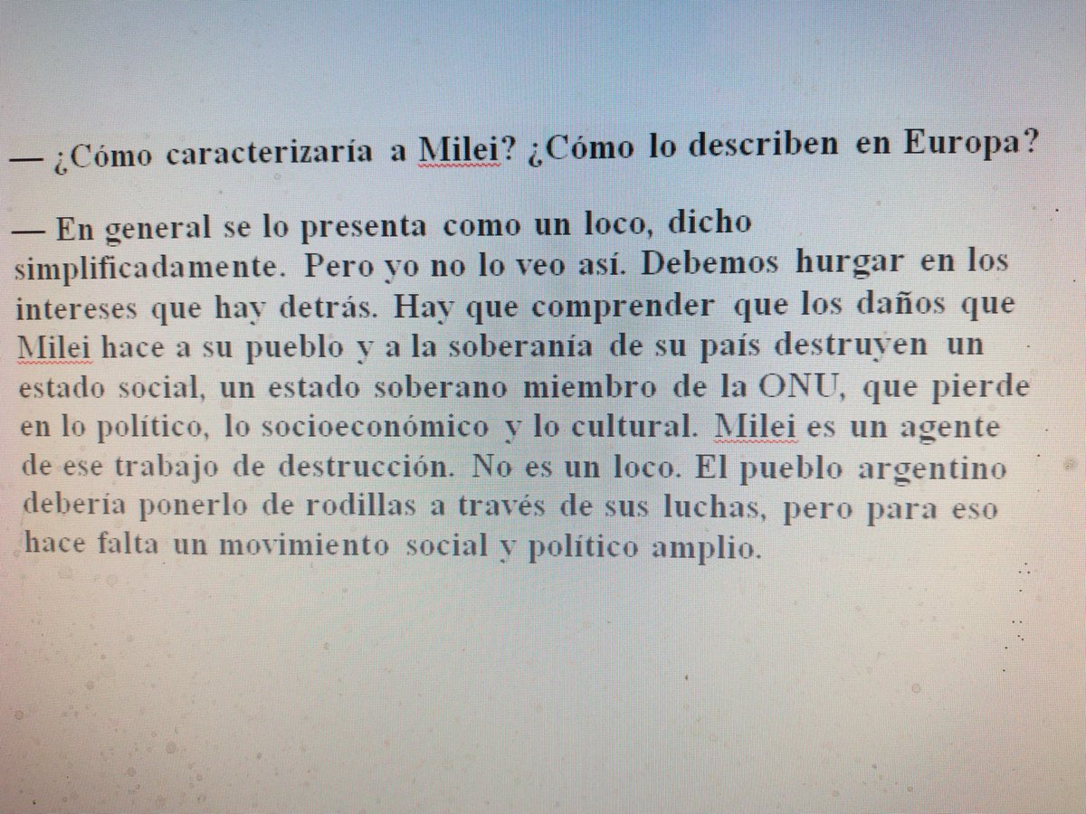 "El pueblo argentino debería ponerlo de rodillas a Milei”
Declaraciones de Costas Isychos, -exministro de Defensa de Grecia en el gobierno de Syriza de 2015- en diálogo con el periodista Néstor Restivo. 
Fuente y nota completa acá: tektonikos.website/milei-no-es-un…