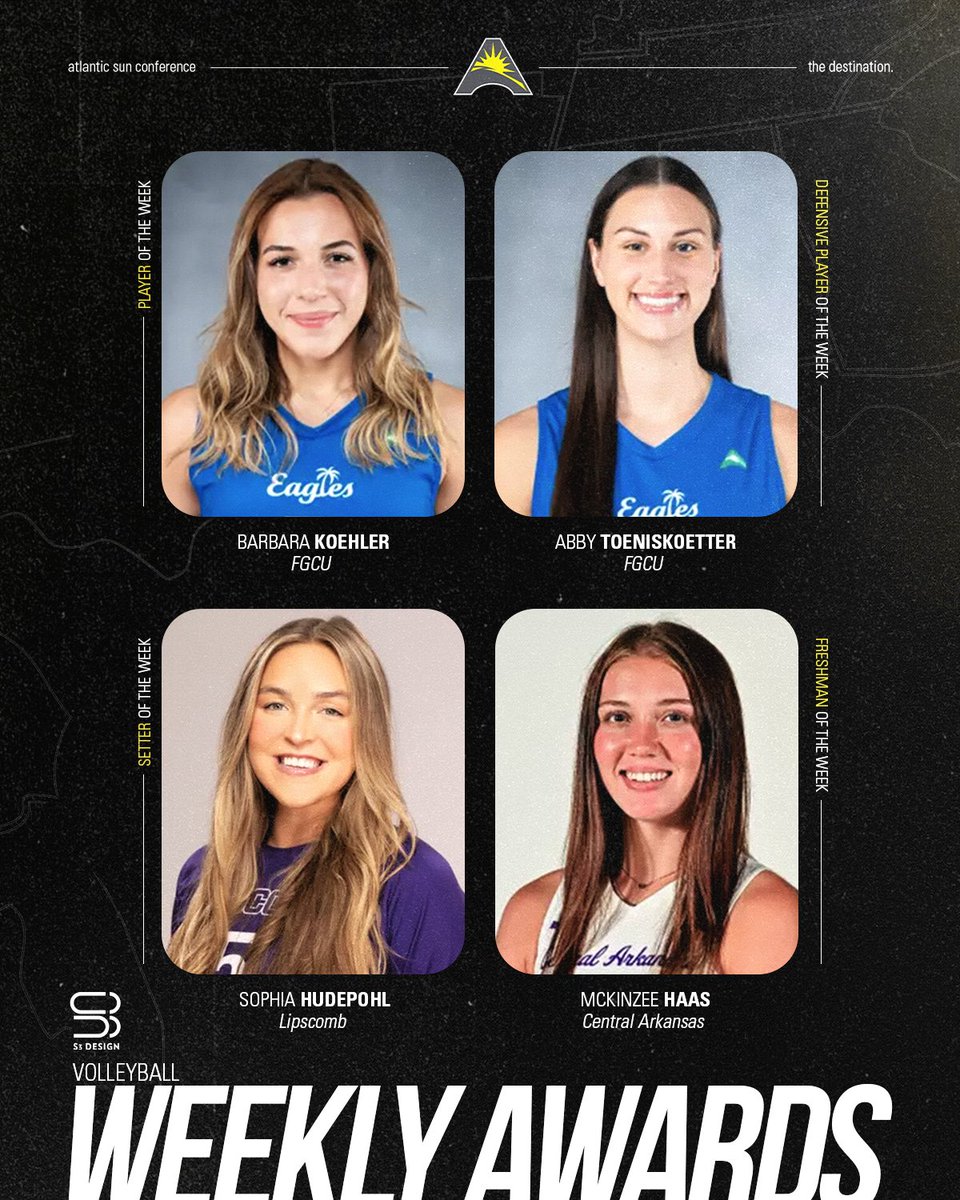 ASUNSports's tweet image. This week&apos;s #ASUNVB award winners‼️