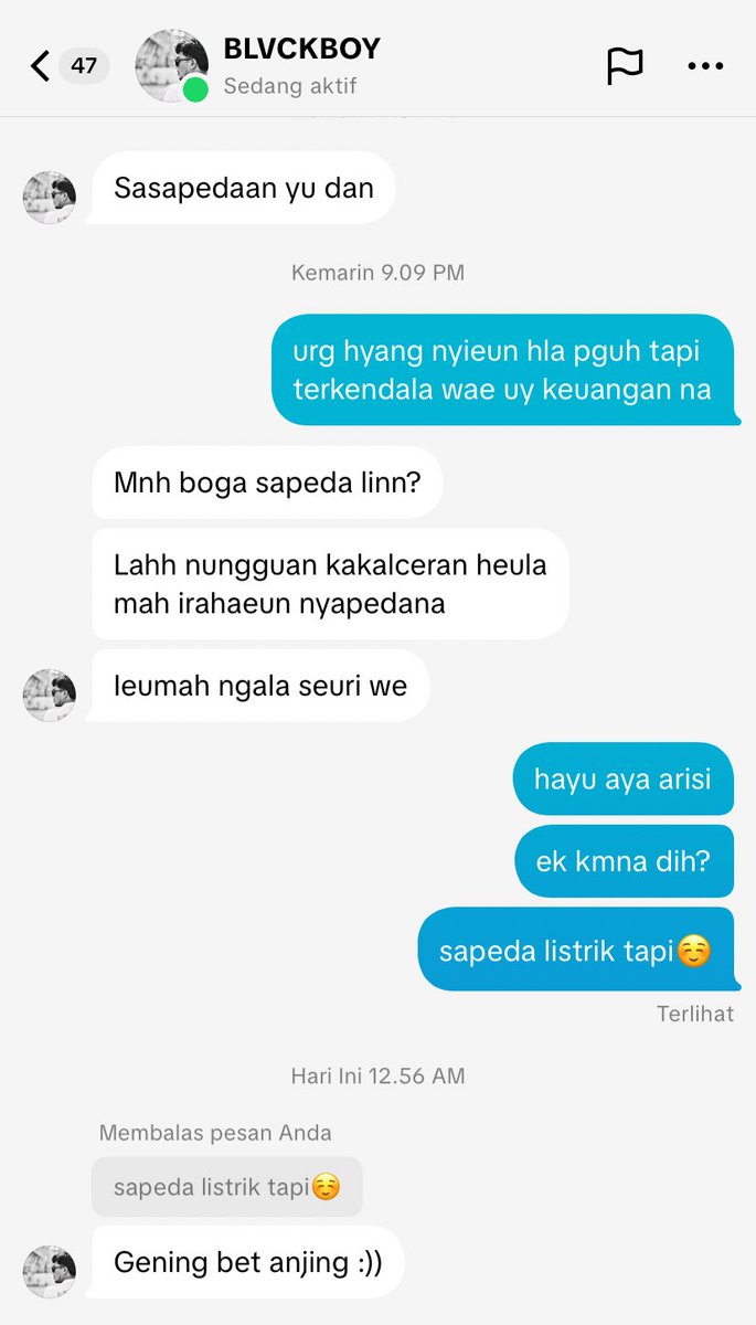 sidadan_'s tweet photo. aneh geus teu kaharti unggal chatan jeung urang asa anjing anjingan wae @dennistigabelas https://t.co/ujZNTCPeIT