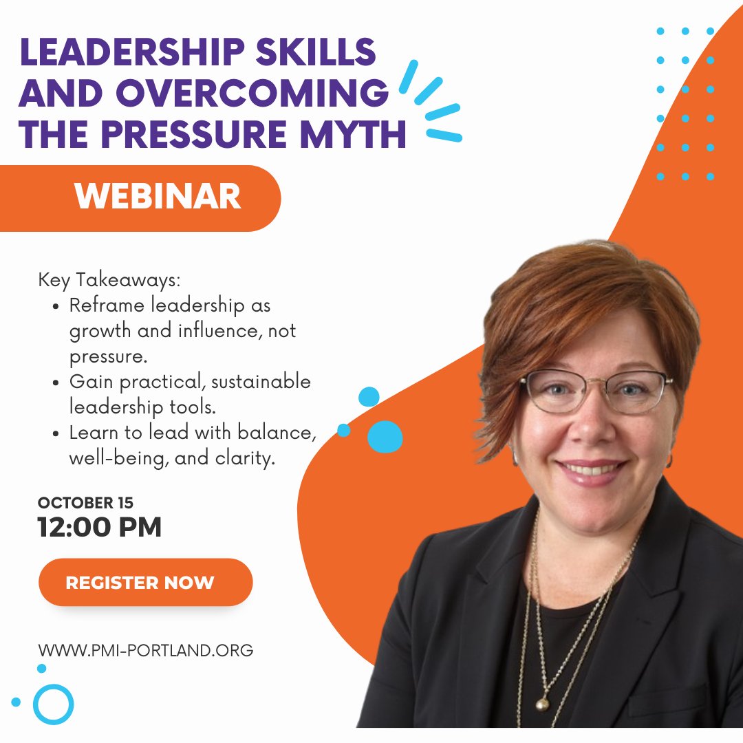 🌟 Join PMI Portland for a virtual workshop with Arliss Dudley-Cash! Learn to lead without stress. 📅 Oct 15, 2025 🕛 12 PM-1 PM 📚 PDU: 1.0 👉 Register: ow.ly/YUyT50X0tQH #PMIPortland #LeadershipDevelopment #ProjectManagement #ProfessionalGrowth