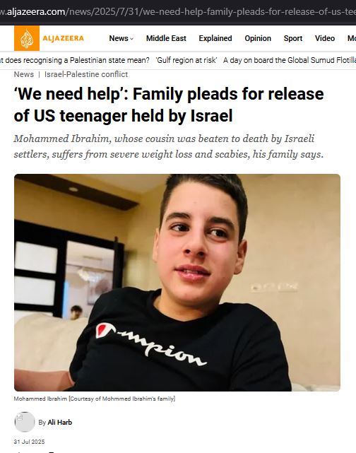 <a href="/ChrisVanHollen/">Senator Chris Van Hollen</a> Thank you Senator Van Hollen.

Please include this American boy from Florida, who's been imprisoned by ISRAEL, without charge, since February.

For comparison, <a href="/POTUS/">President Donald J. Trump</a> sent an Israeli child molester, caught and charged in NV, back home within days.