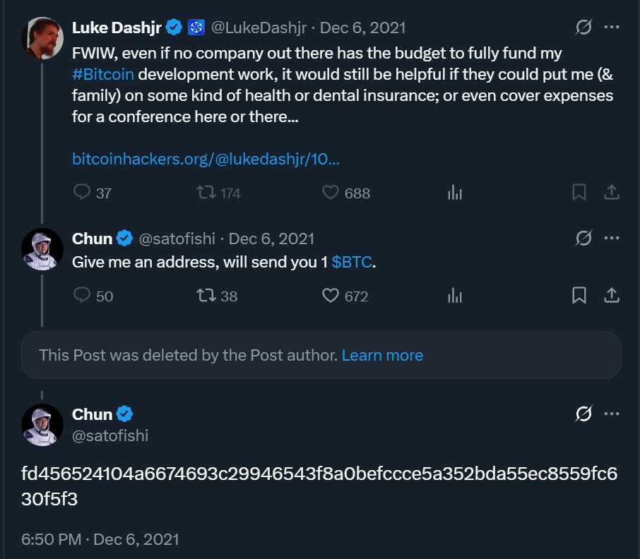 cbspears's tweet image. remember when F2Pool founder paid Luke 1btc which Luke then lost and accused Core of stealing it