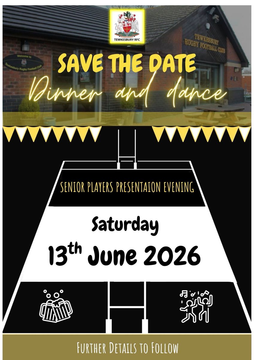 🎉 SAVE THE DATE! 🎉 
Our End of Season Dinner &amp; Dance is booked for Saturday 13th June 2026.
We know it’s early, but trust us you won’t want to miss this one! A night of celebration, laughter, great food, &amp; dancing awaits. Pop it in your diary, set a reminder, &amp; plan your outfit