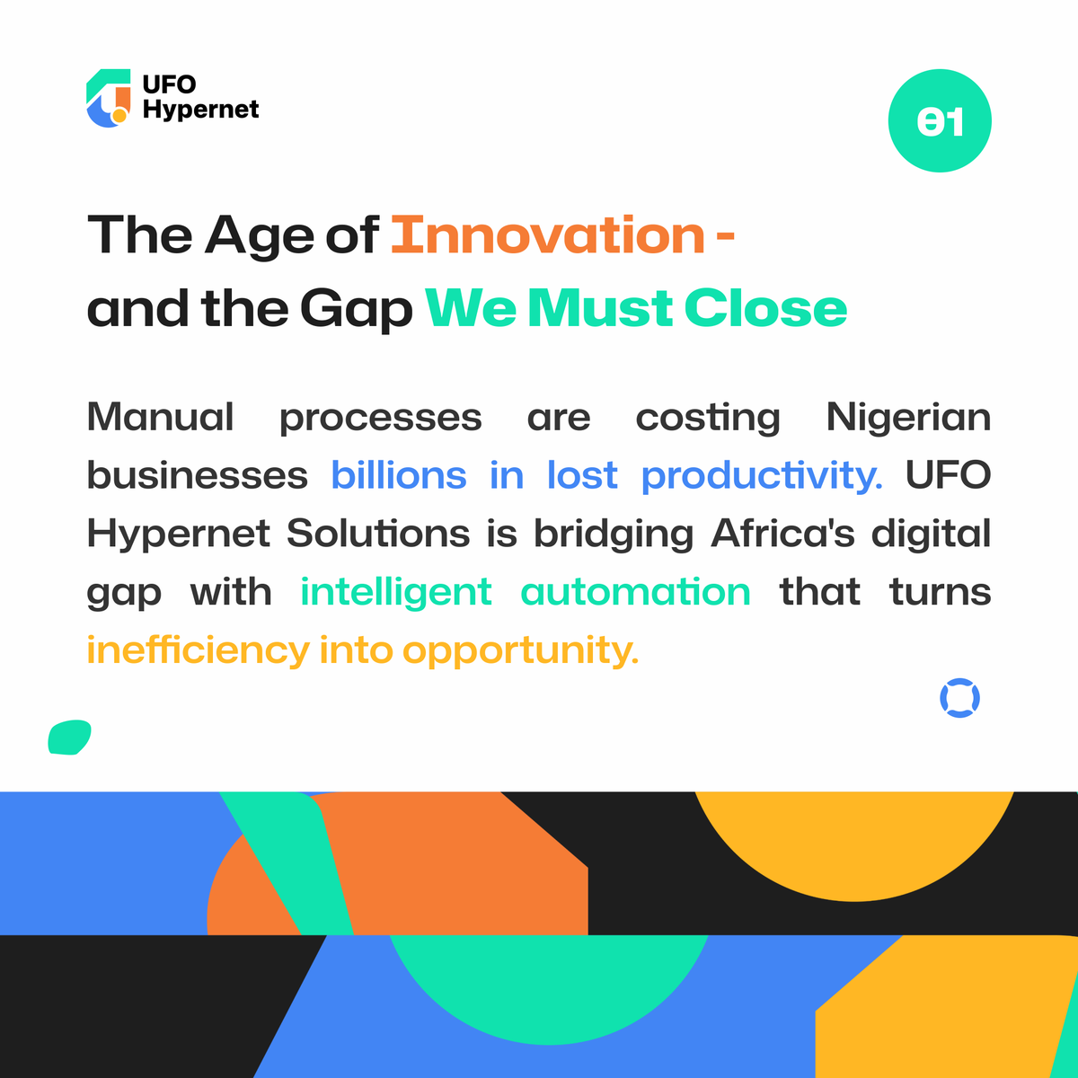 UFOHypernet's tweet photo. The status quo is officially dead. Manual processes and fragmented systems are costing Africa's growth. We saw the problem. We are here with the solution.

UFO Hypernet Solutions Limited launches today with one purpose: Digitize Nigeria, Empower Africa.

#UFOHypernetSolutions https://t.co/vHxiC4kW1r
