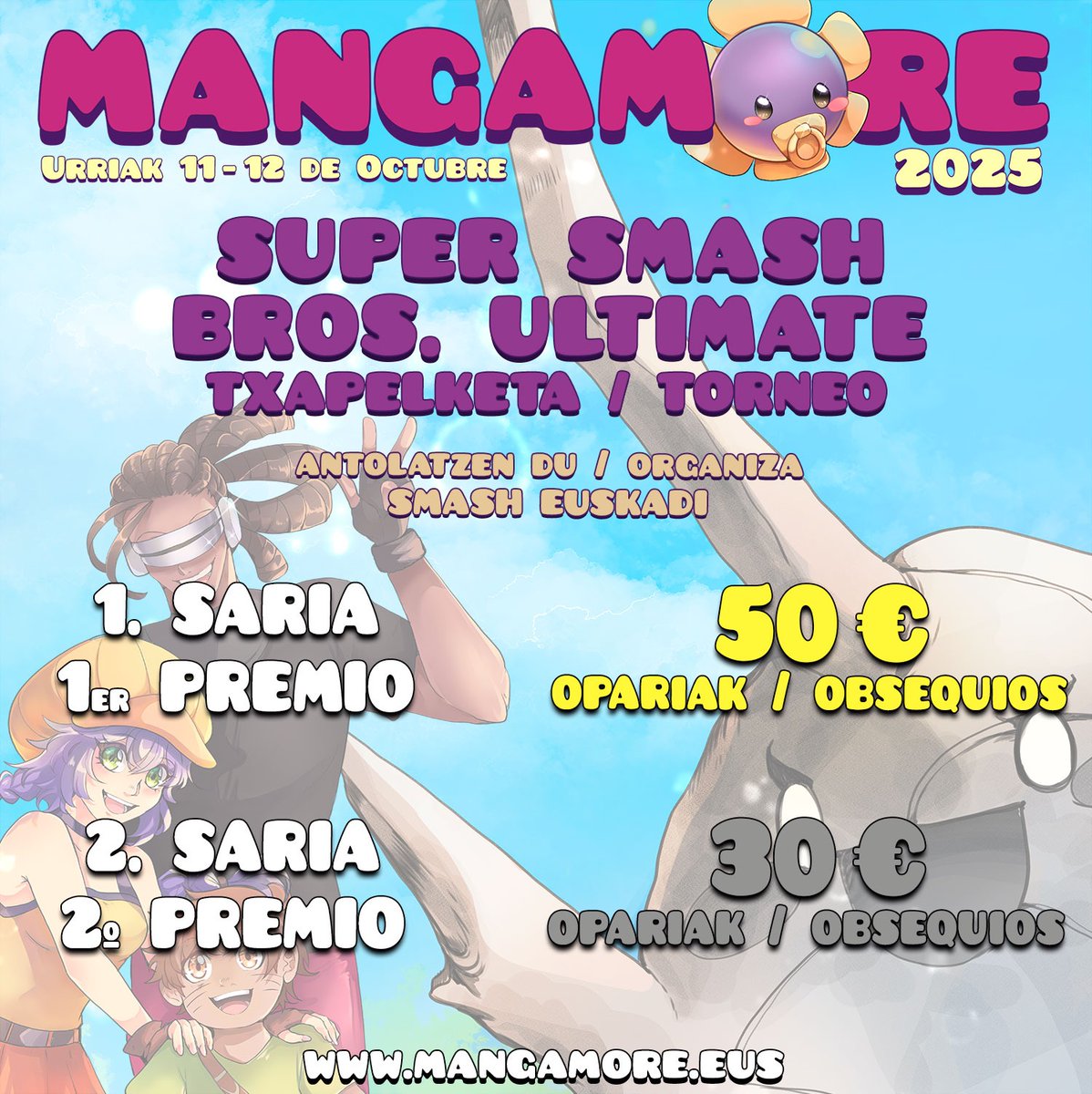 ¡El Domingo 12 de Octubre volvemos a la <a href="/mangamore/">Mangamore</a> con un torneo de Super Smash Bros. Ultimate!

Para participar, solo teneis que rellenar el formulario que os dejamos abajo.

⚠️Importante leer todas las bases⚠️

⬇️Formulario⬇️
forms.gle/PKZbV4MbmWVV23…