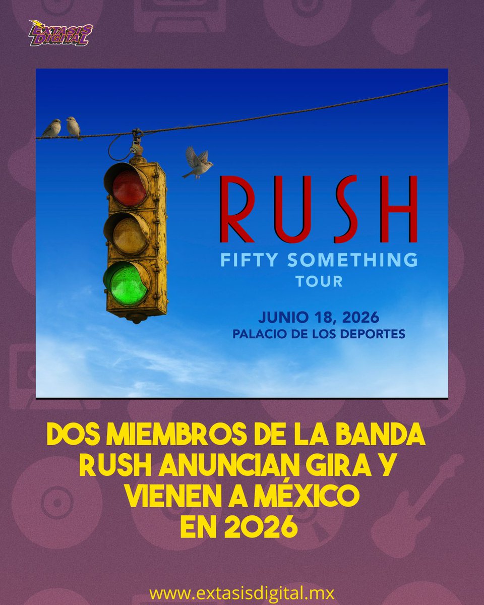 Extasis_Mexico's tweet image. RUSH viene a México

Los cofundadores de RUSH, Geddy Lee y Alex Lifeson, han anunciado su regreso al escenario para una gira especial en 2026, #FiftySomething, en celebración de la música de RUSH, su legado y la vida del difunto baterista y letrista Neil Peart.