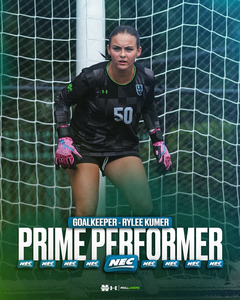 hurstwsoc's tweet image. 𝓟𝓻𝓲𝓶𝓮 𝓟𝓮𝓻𝓯𝓸𝓻𝓶𝓮𝓻

Goalkeeper Rylee Kumer was named an NEC prime performer for her performance last week! 

🟢 First career clean sheet 
🔵 8 saves against Le Moyne 
🟢 15 saves on the week
🔵 .882 save percentage on the week

#RollLakers☘️