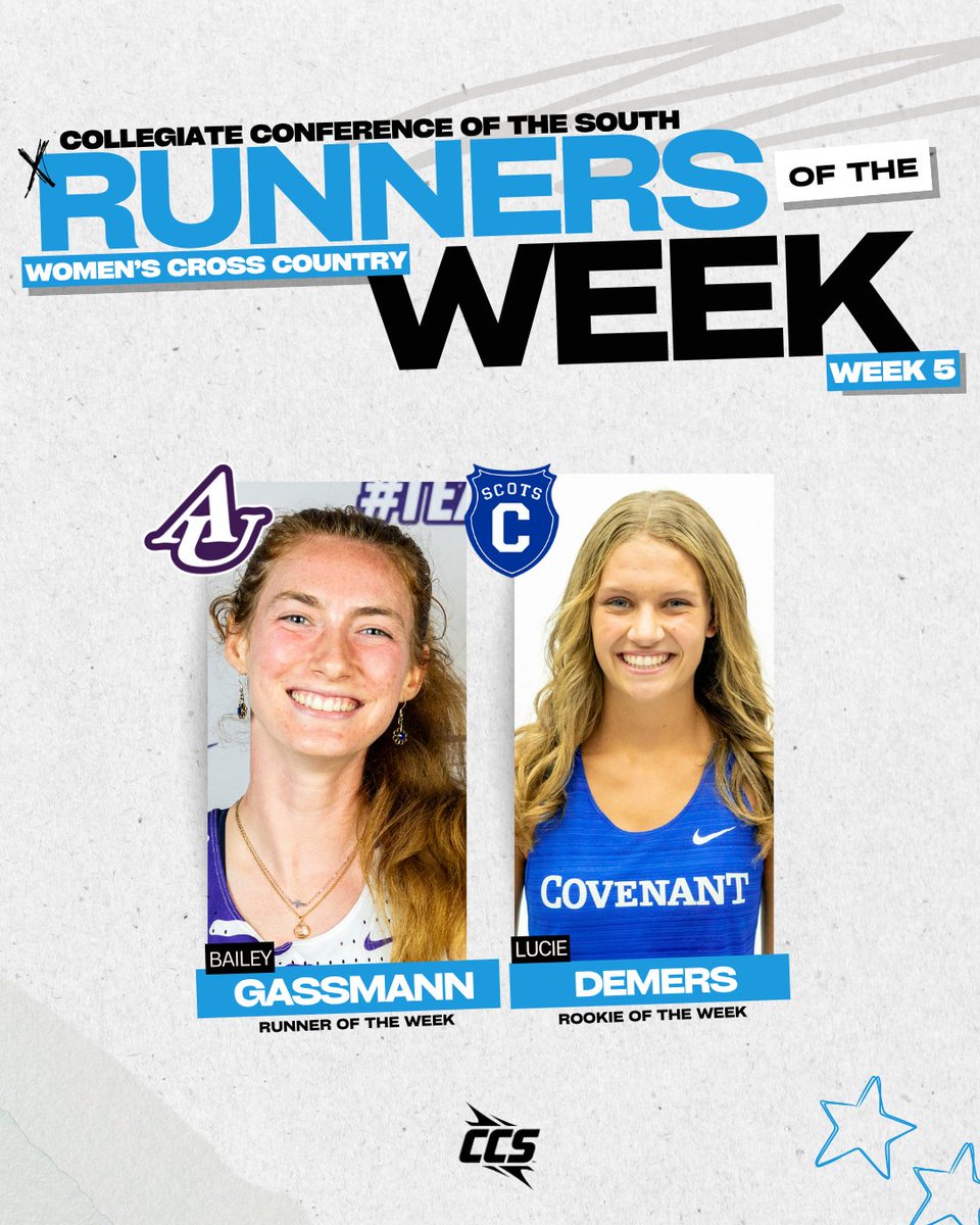 CCofSouth's tweet photo. πββοΈWK 5 | CCS Womenβs Cross Country Runners of the Week
RUNNER: Bailey Gassmann, Asbury
ROOKIE: Lucie Demers, Covenant
π: Link in bio
#CCS #CCSWXC https://t.co/wRzTn8TitI