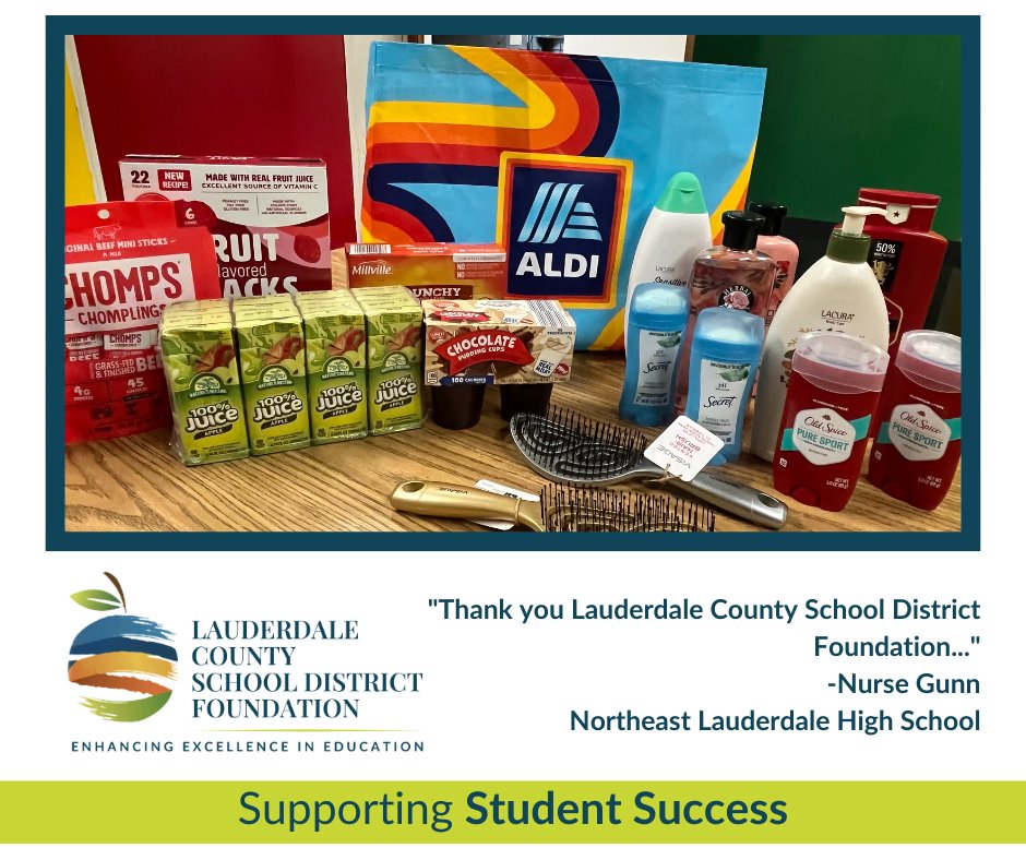 Way to go, <a href="/TrojanNation11/">Northeast Lauderdale High School</a> Nurse Gun!  The program is giving students hygiene items &amp; snacks to feel confident &amp; focus on learning.
“Fuel Your Future is such a blessing… students can thrive throughout the day.” –Nurse Gunn 💙
Support student success: lcsdfoundation.org