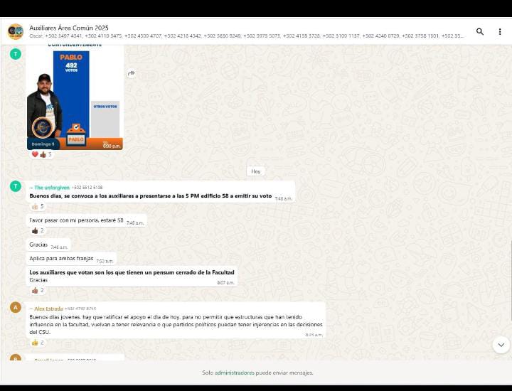 JulyDeLaPaz1's tweet image. DENUNCIA PÚBLICA 
Auxiliares deben presentarse OBLIGATORIAMENTE A VOTAR POR PABLO,
 ZUÑIGA, HASTA LES VAN A PASAR LISTA, es la medida que están implementando para coaccionar, el voto es secreto mucha.
#CSU #ECONÓMICAS #ELECCIONED