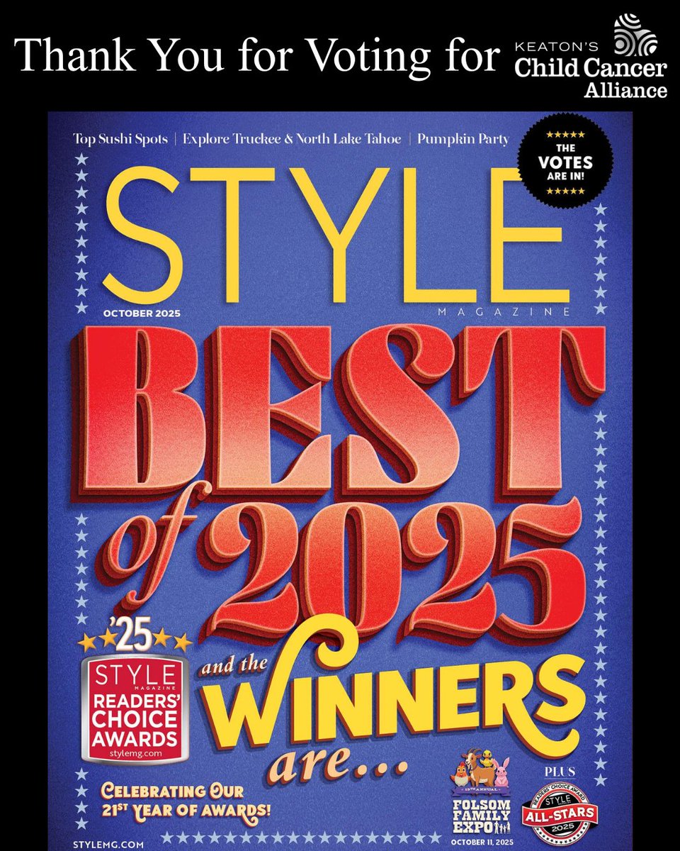Because of YOU, Keaton’s Child Cancer Alliance was recognized in <a href="/stylemediagroup/">Style Media Group</a>  𝟮𝟭𝘀𝘁 𝗔𝗻𝗻𝘂𝗮𝗹 𝗥𝗲𝗮𝗱𝗲𝗿𝘀' 𝗖𝗵𝗼𝗶𝗰𝗲 𝗔𝘄𝗮𝗿𝗱𝘀 - and our hearts are overflowing with gratitude! 💛Thank you for standing with us! 💛

#KeatonsChildCancerAlliance | #childcancer