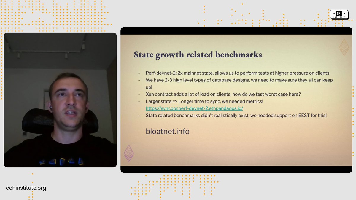 ECHInstitute's tweet image. 3️⃣ Kamil Chodoła(@ChodoKamil) provided a deep dive into performance #benchmarks and testing strategies, showcasing the rigorous processes involved in upcoming upgrades. 🔧